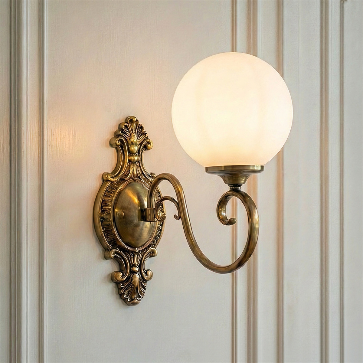 Tarose Vintage Brass Glass Wall Lamp