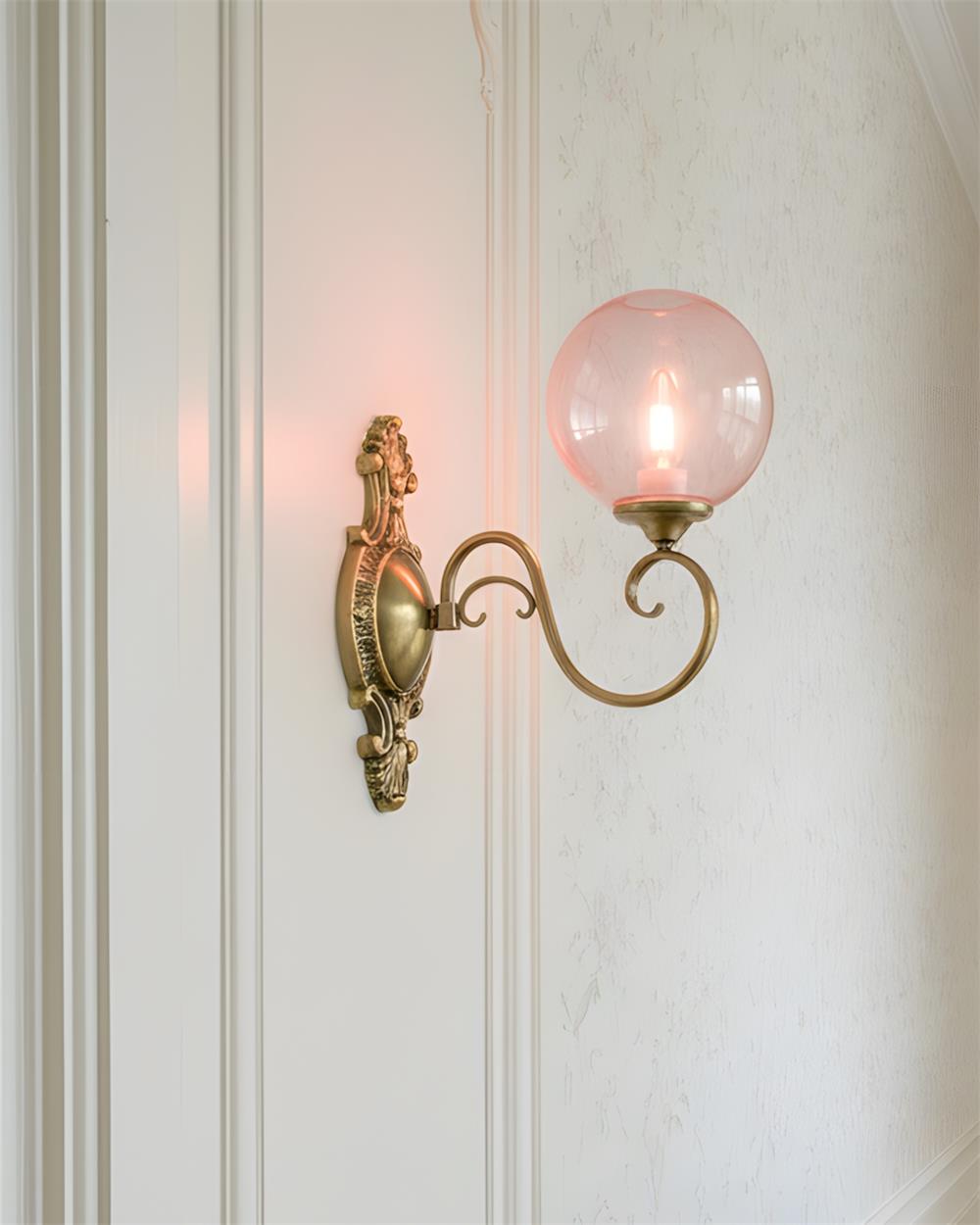 Tarose Vintage Brass Glass Wall Lamp