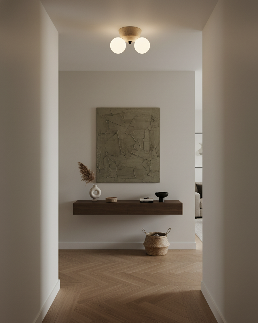 Viora Minimalist Travertine Ceiling Light