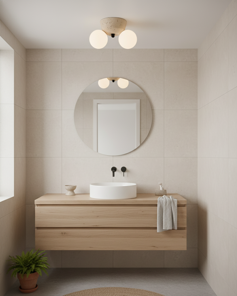 Viora Minimalist Travertine Ceiling Light