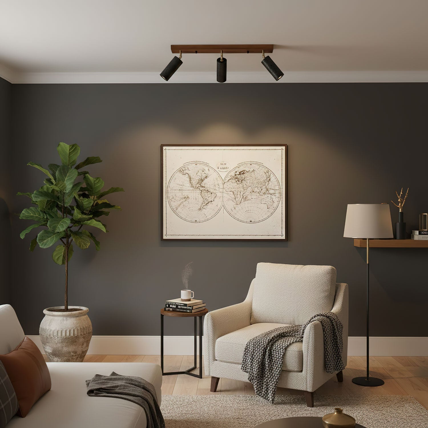 Volcanic Wood Trio Ceiling Spot - Vakkerlight