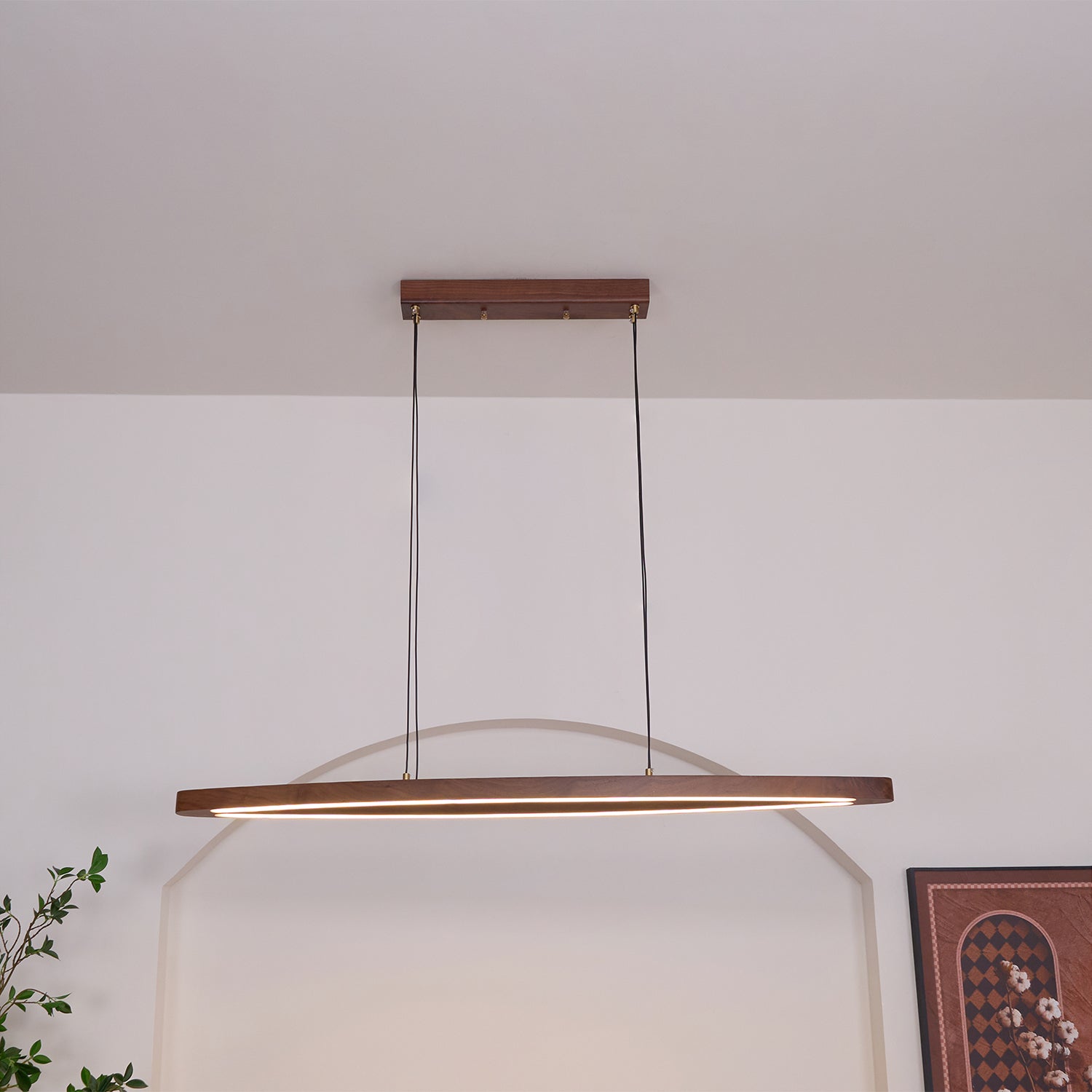 Walnut Arc Linear Pendant Lamp - Blowlighting