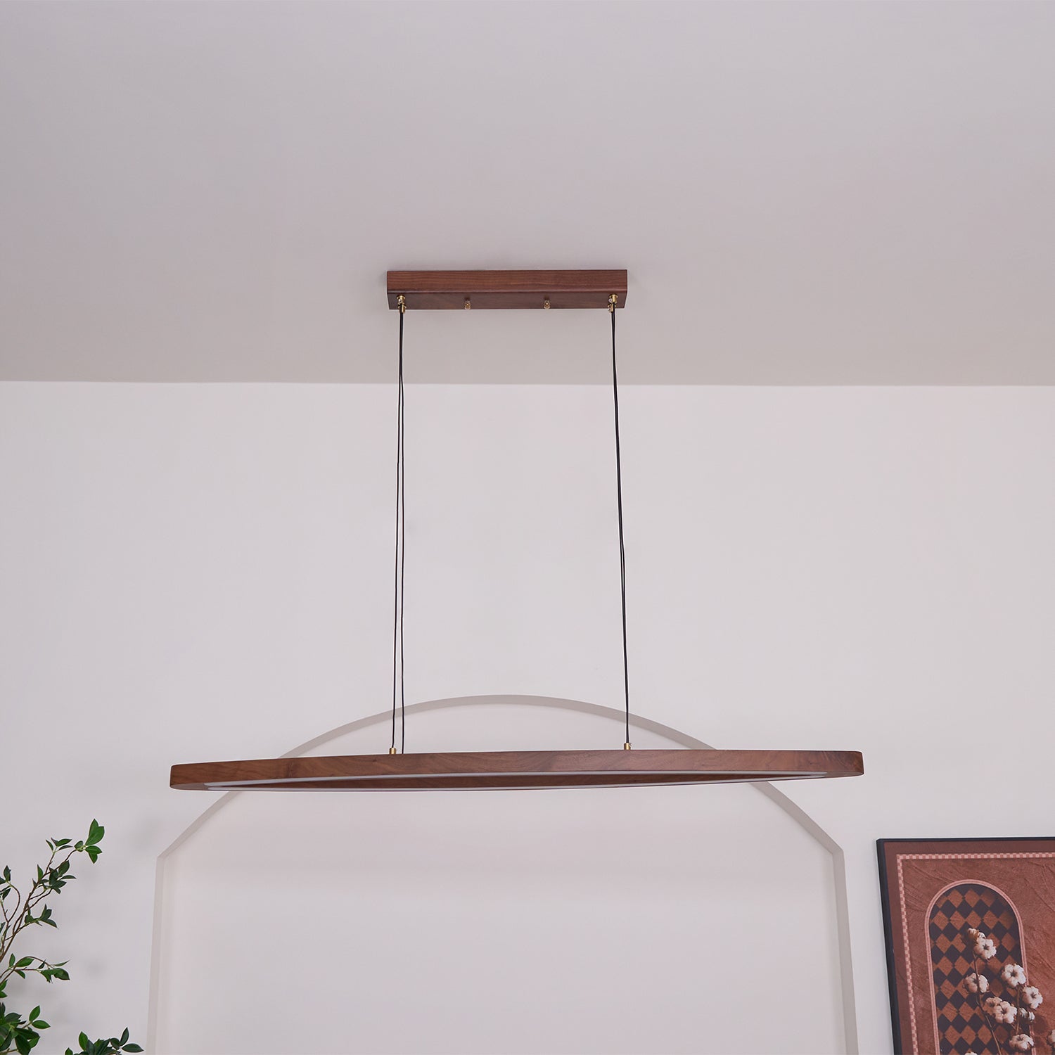 Walnut Arc Linear Pendant Lamp - Blowlighting