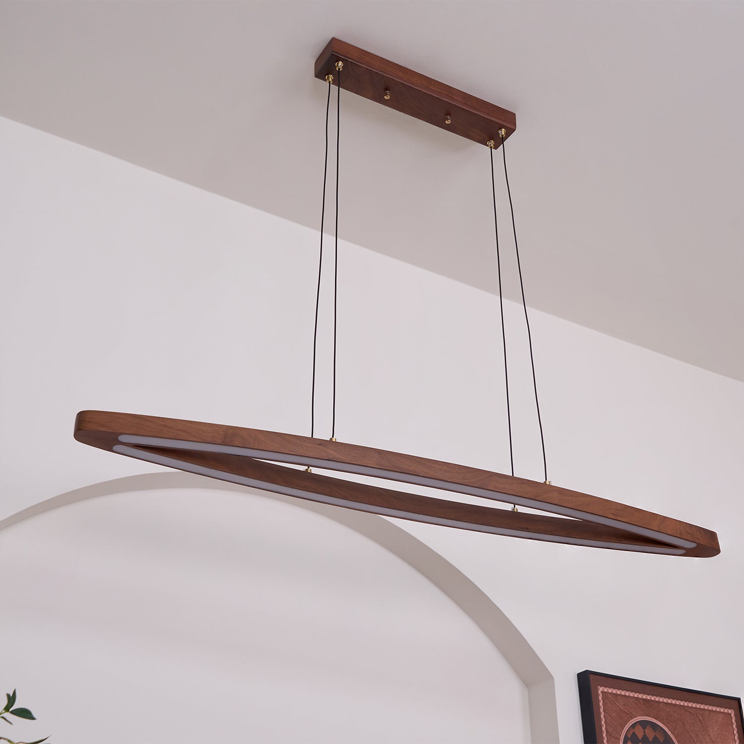 Walnut Arc Linear Pendant Lamp - Blowlighting