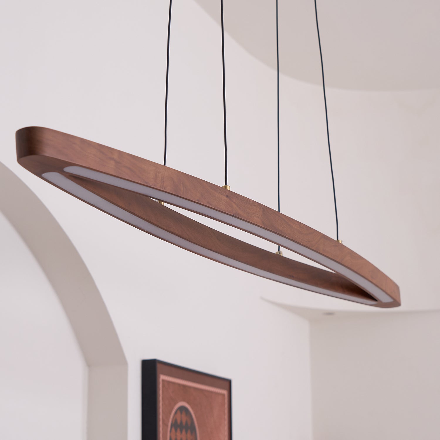 Walnut Arc Linear Pendant Lamp - Blowlighting