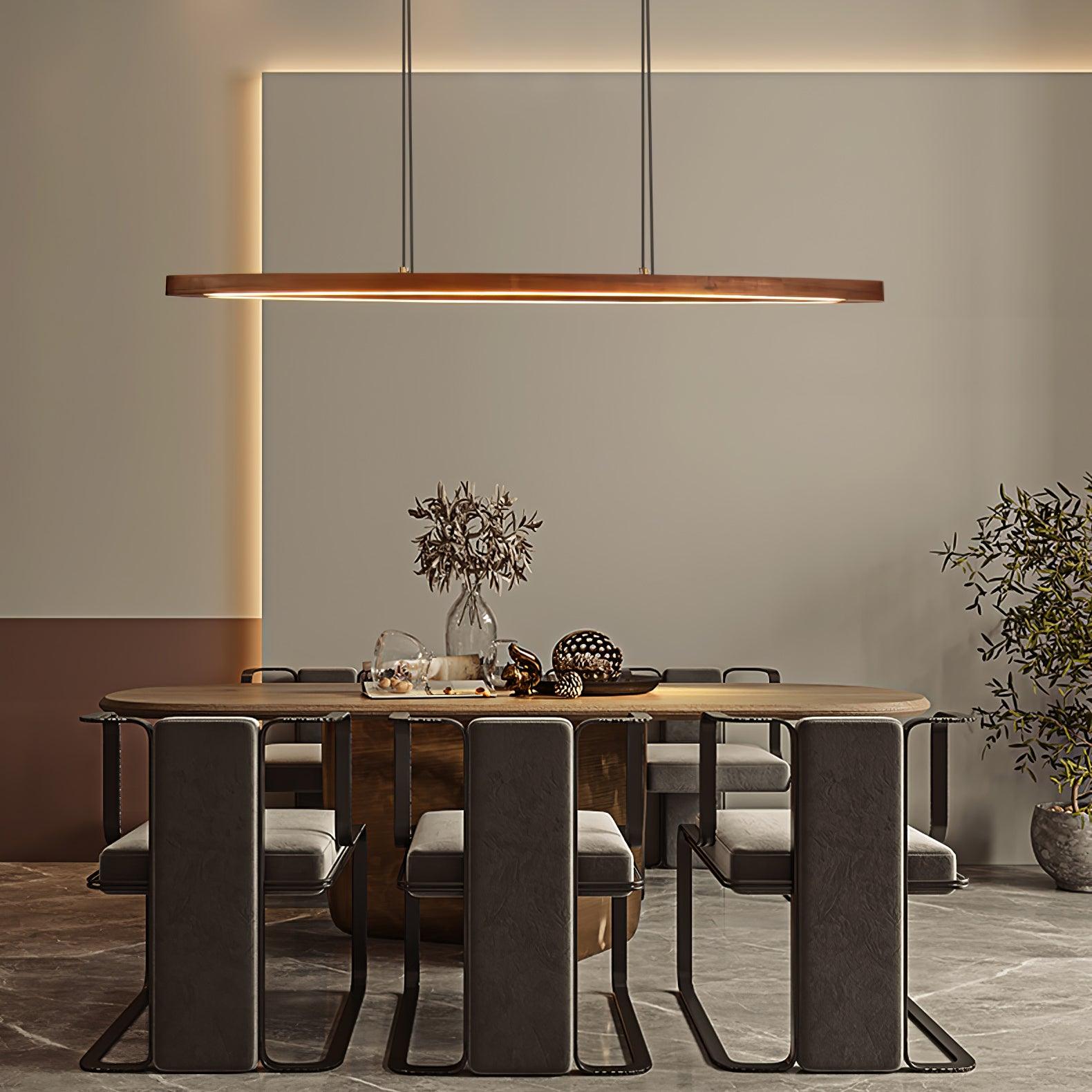 Walnut Arc Linear Pendant Lamp - Blowlighting