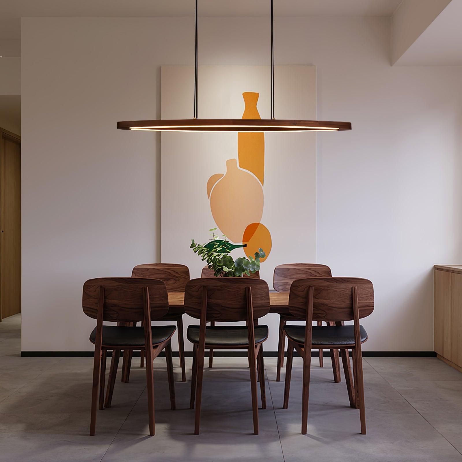 Walnut Arc Linear Pendant Lamp - Blowlighting