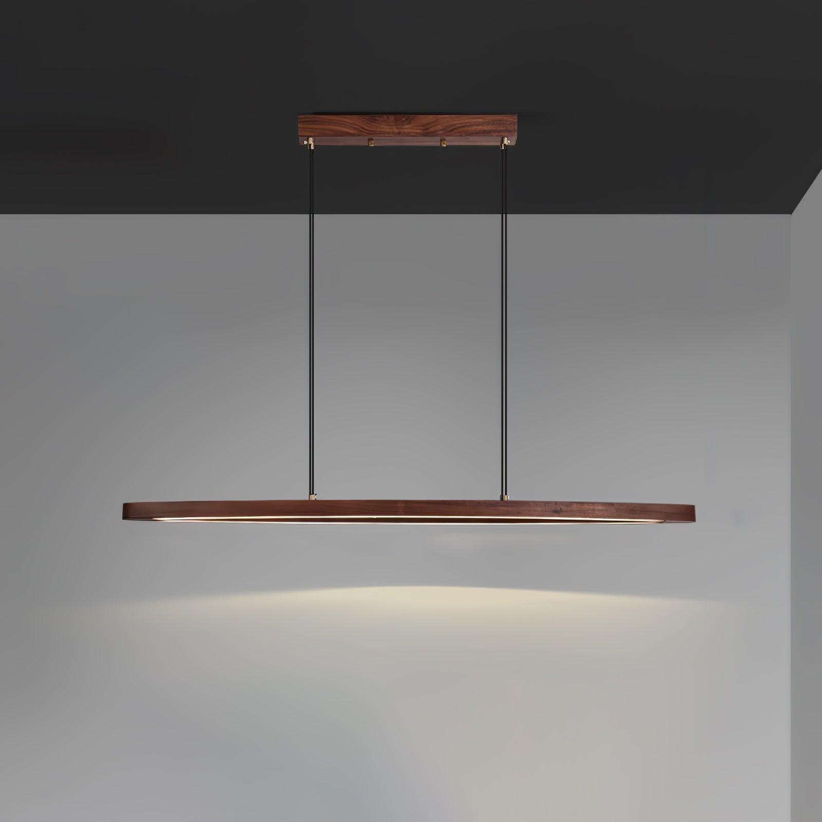 Walnut Arc Linear Pendant Lamp - Blowlighting