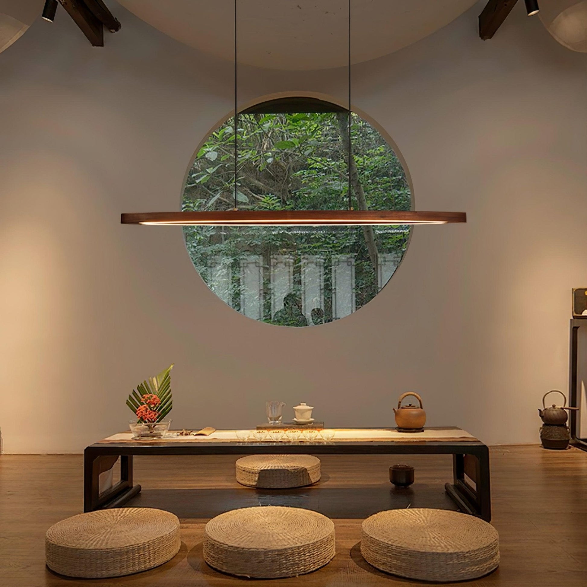 Walnut Arc Linear Pendant Lamp - Blowlighting