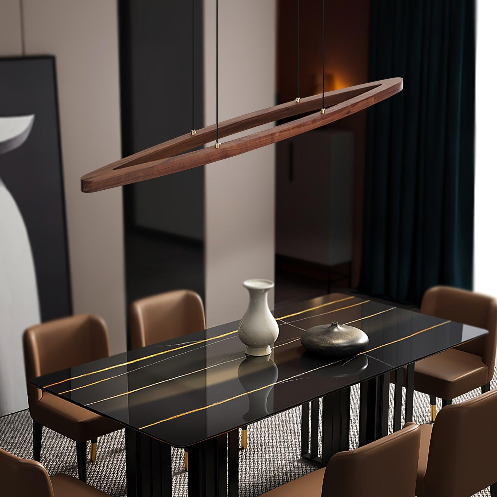 Walnut Arc Linear Pendant Lamp - Blowlighting