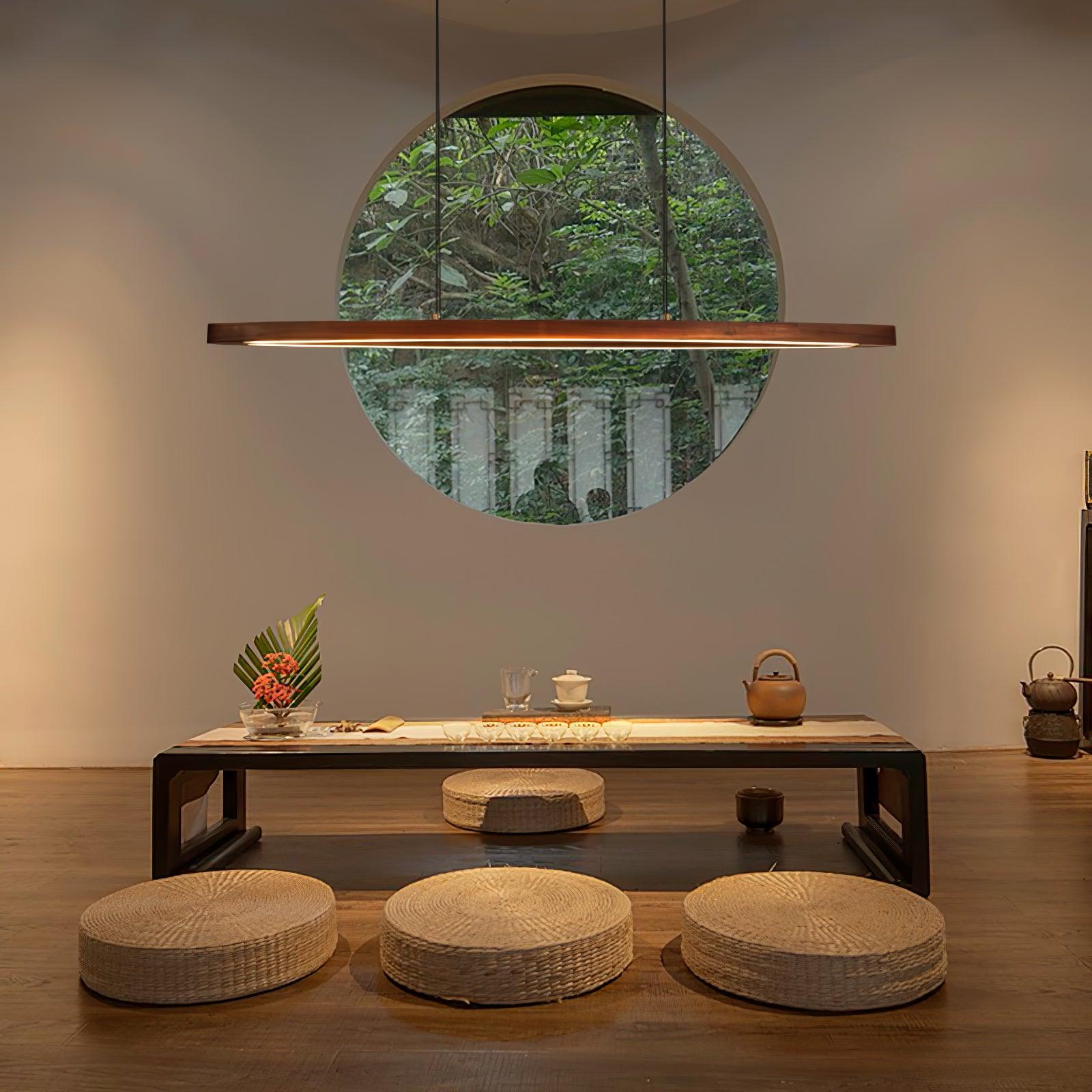 Walnut Arc Linear Pendant Lamp - Blowlighting