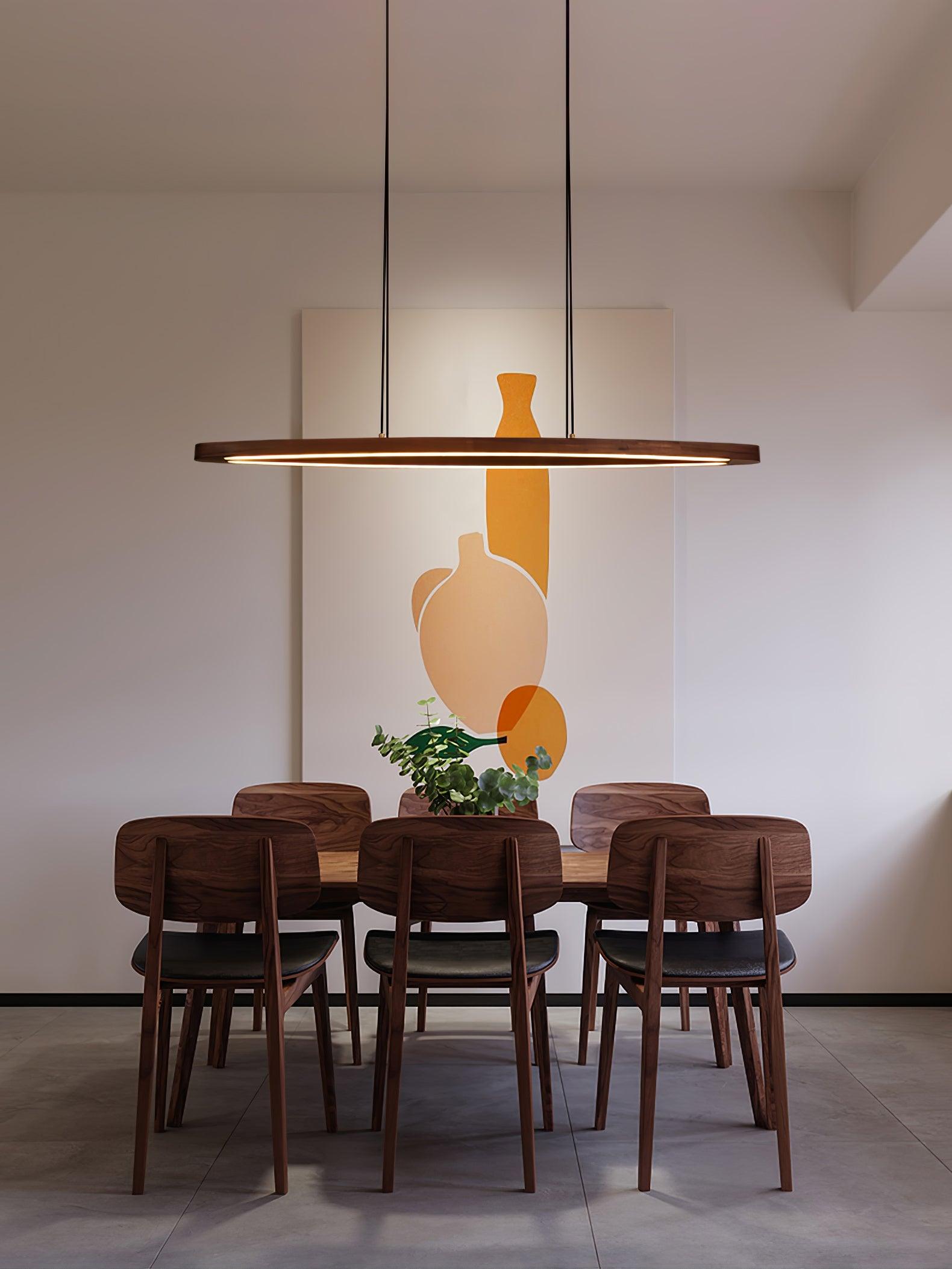 Walnut Arc Linear Pendant Lamp - Blowlighting
