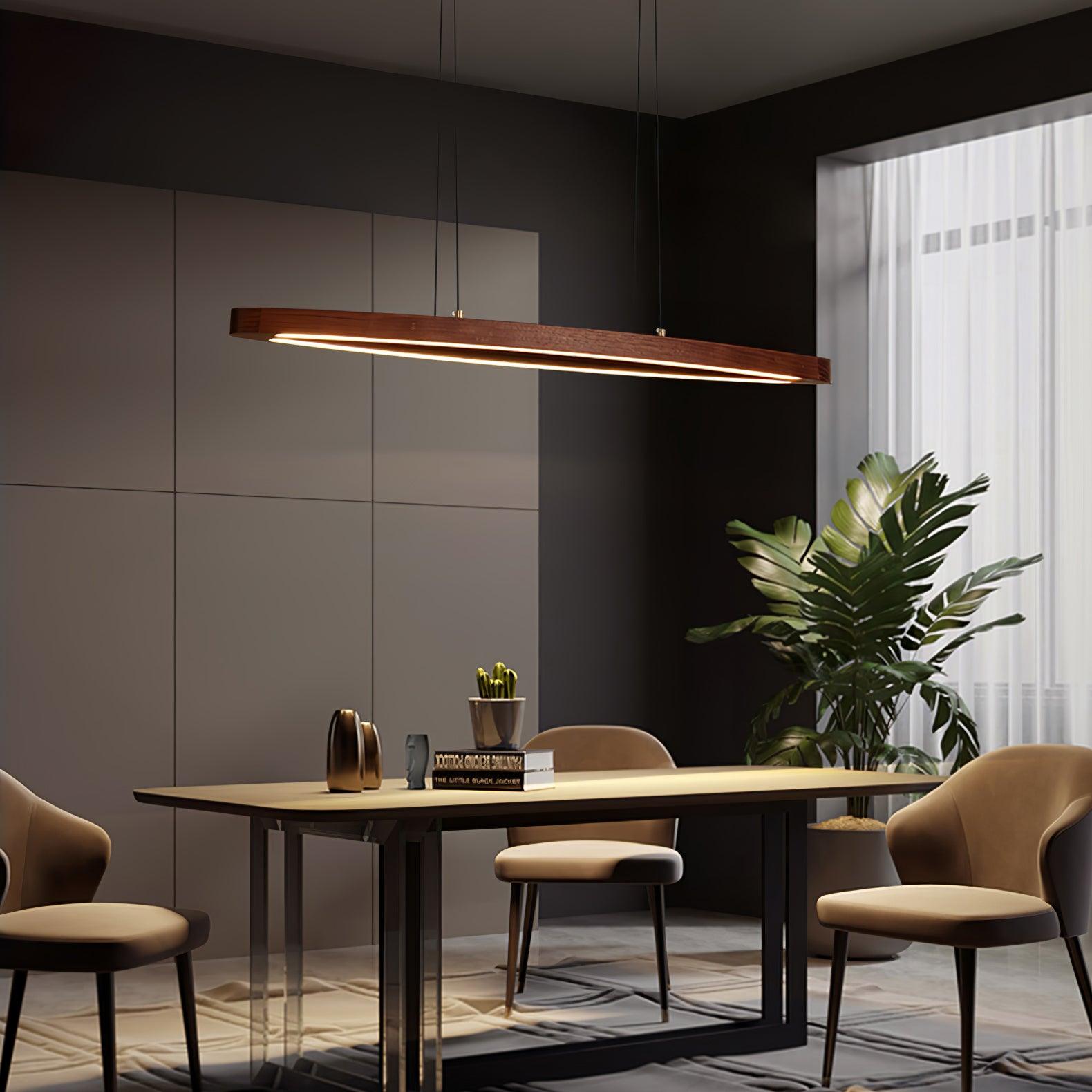 Walnut Arc Linear Pendant Lamp - Blowlighting