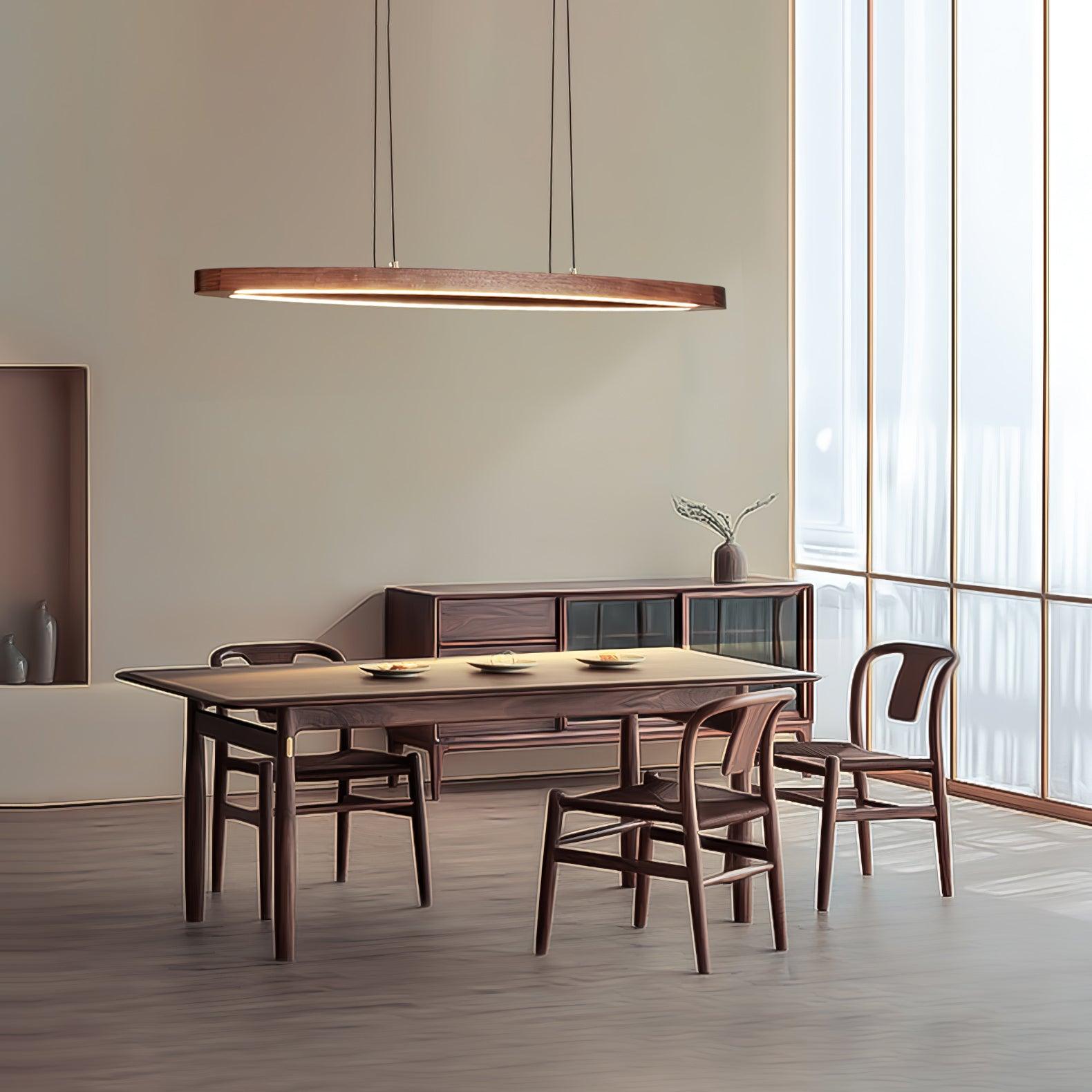 Walnut Arc Linear Pendant Lamp - Blowlighting