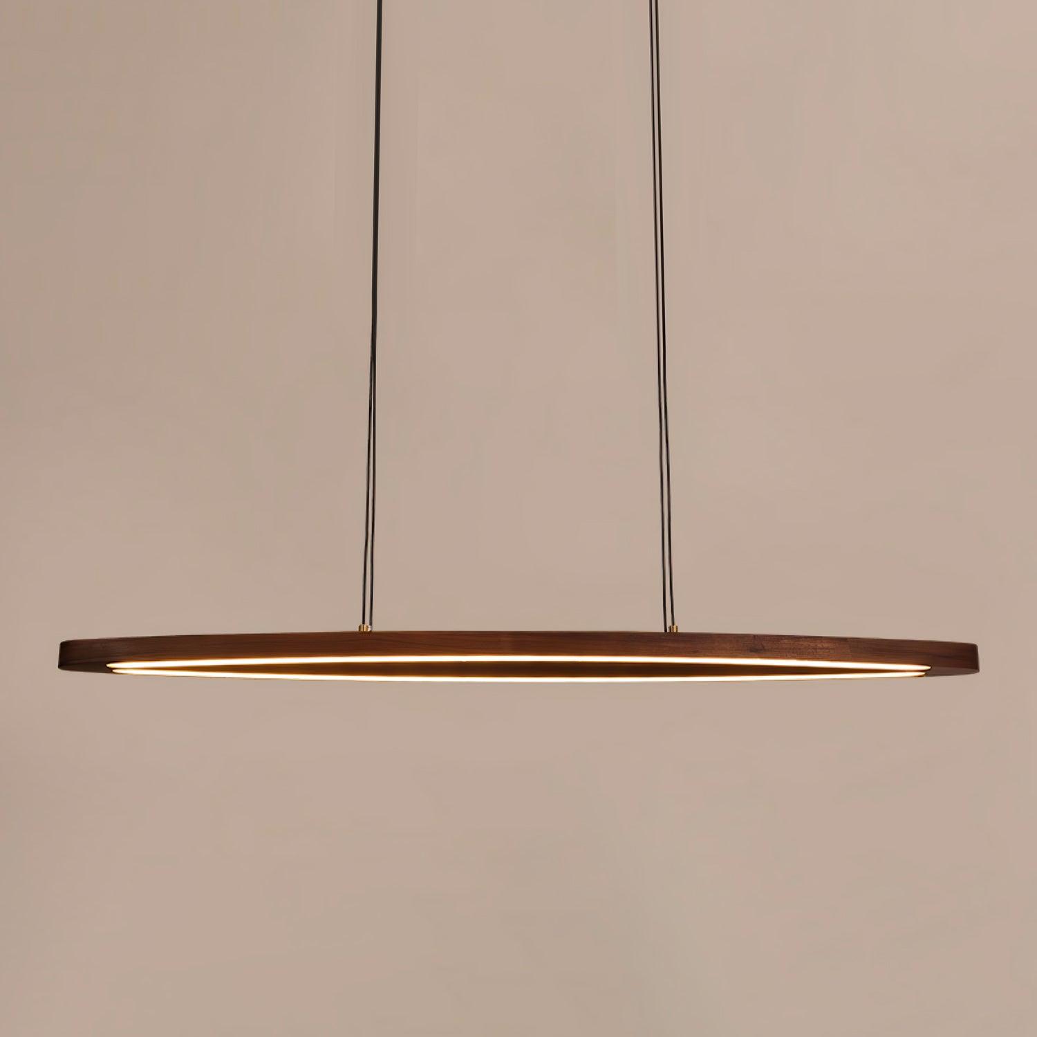 Walnut Arc Linear Pendant Lamp - Blowlighting