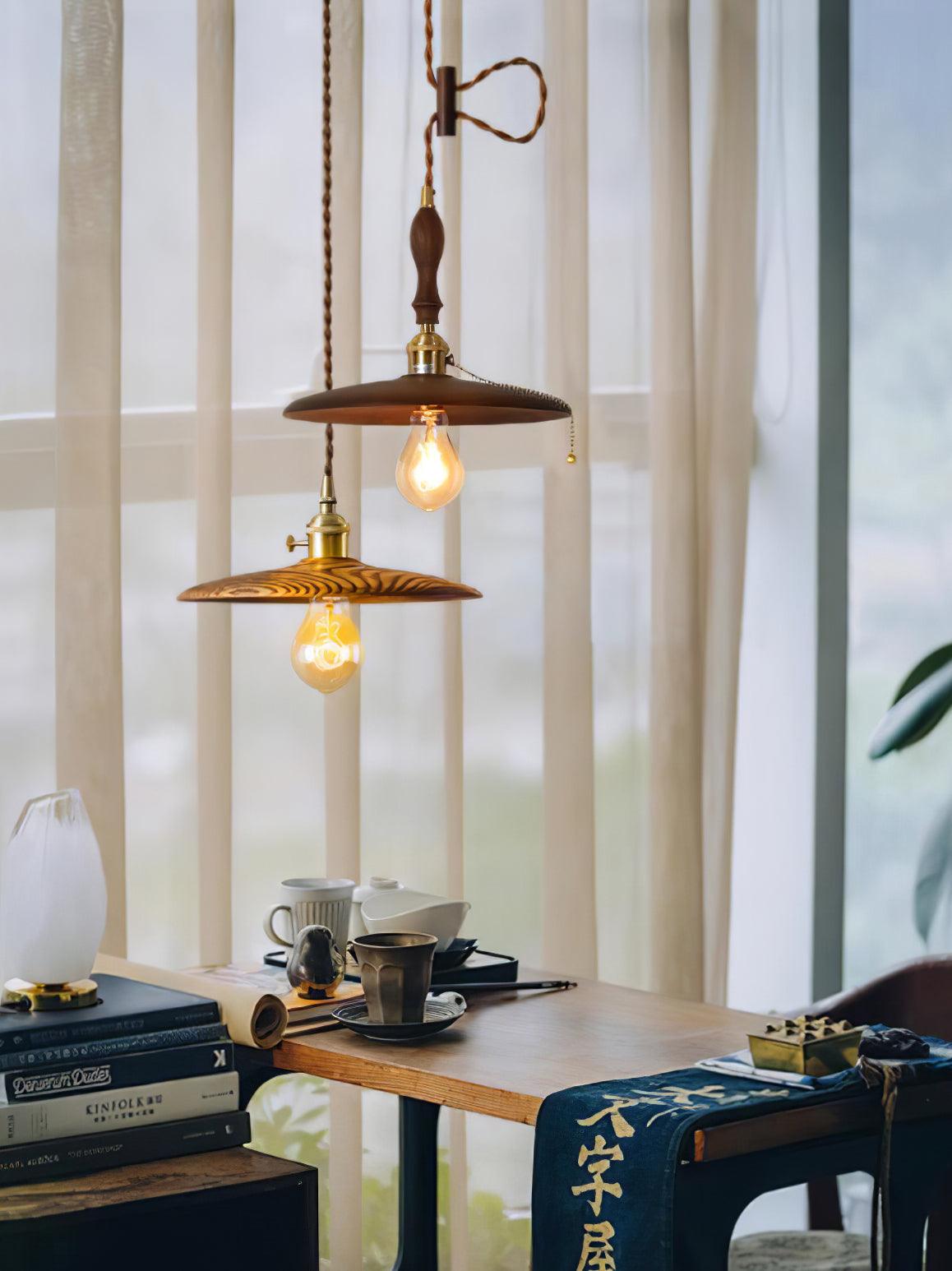 Walnut Conical Pendant Light - Blowlighting