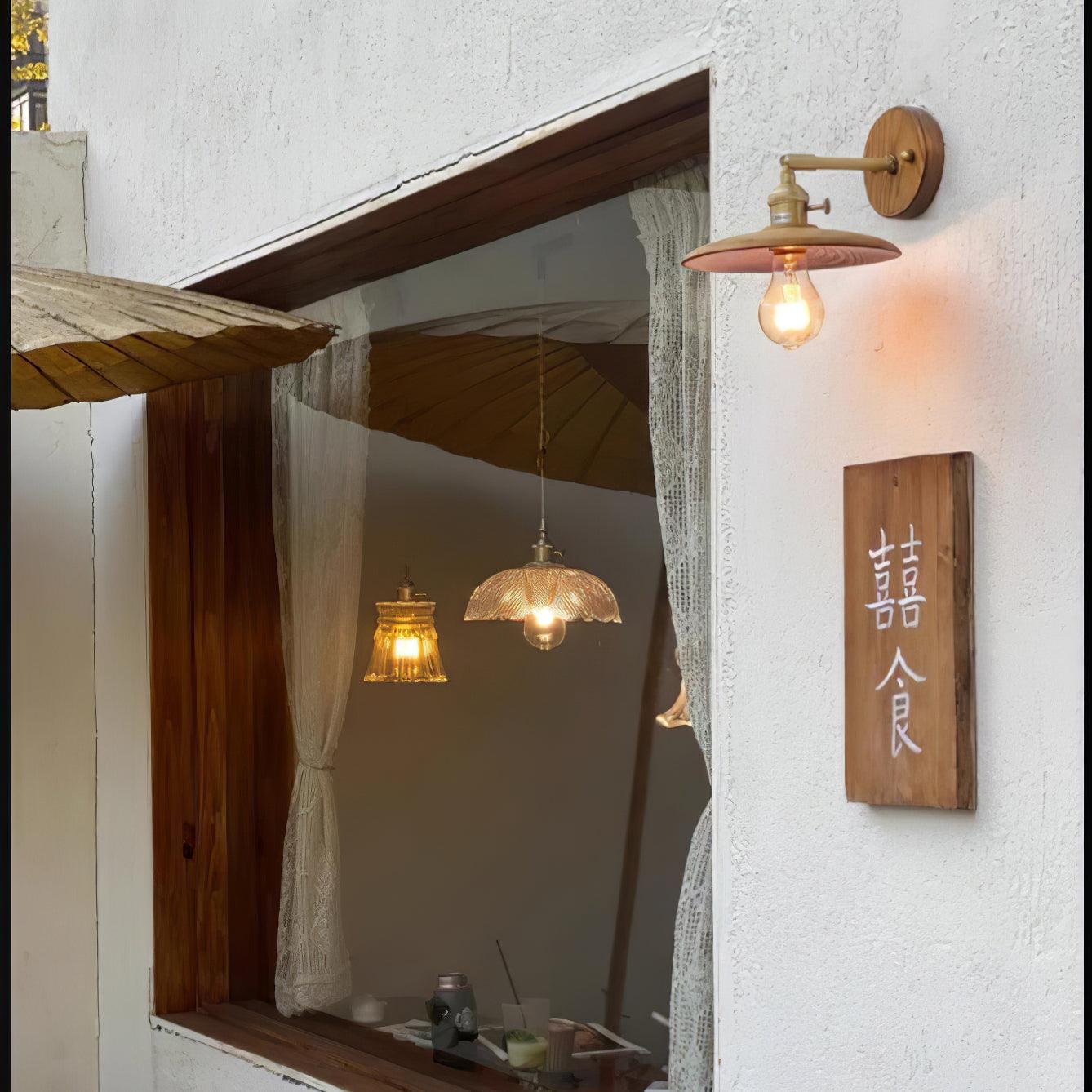 Walnut Flared Wall Light - Blowlighting