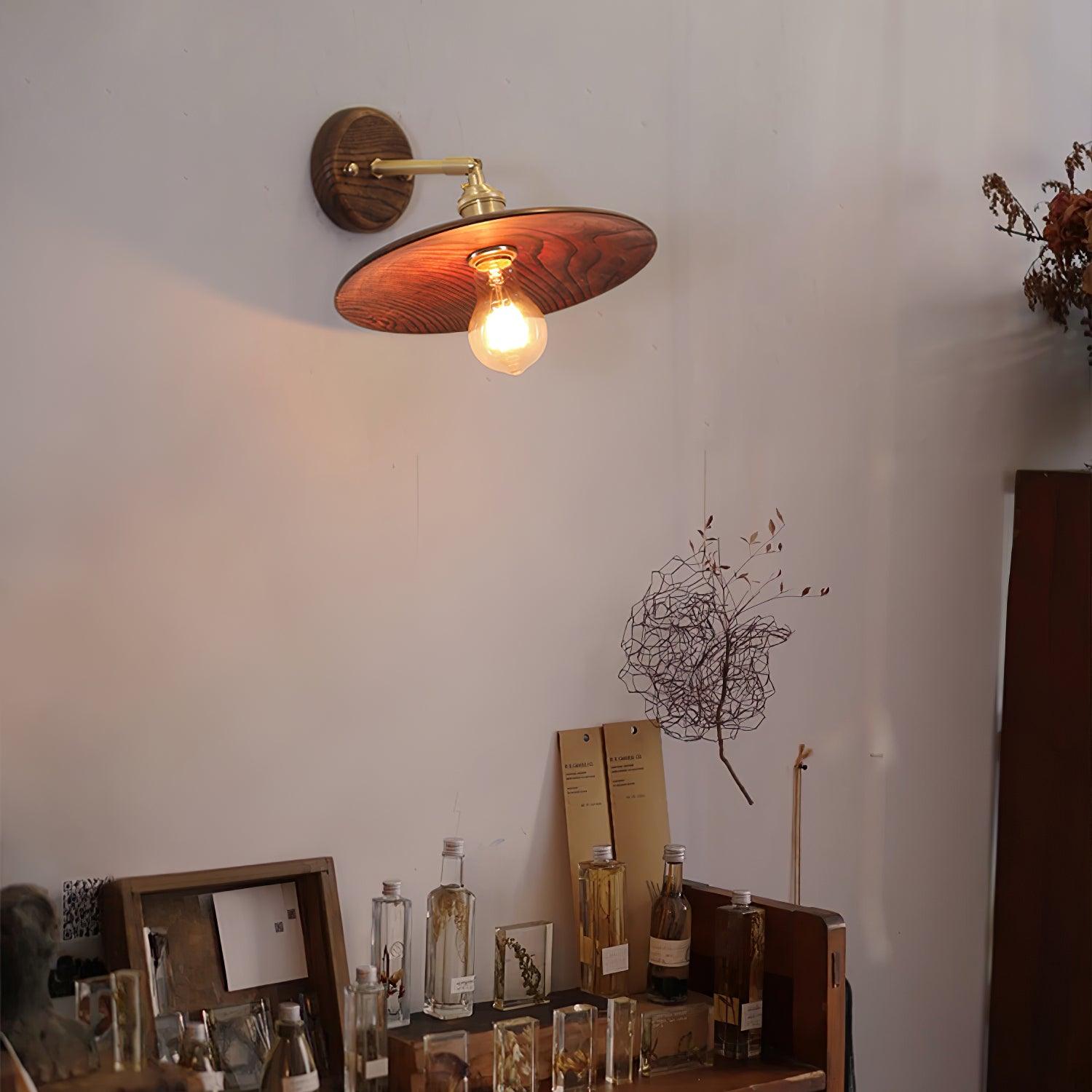 Walnut Flared Wall Light - Blowlighting