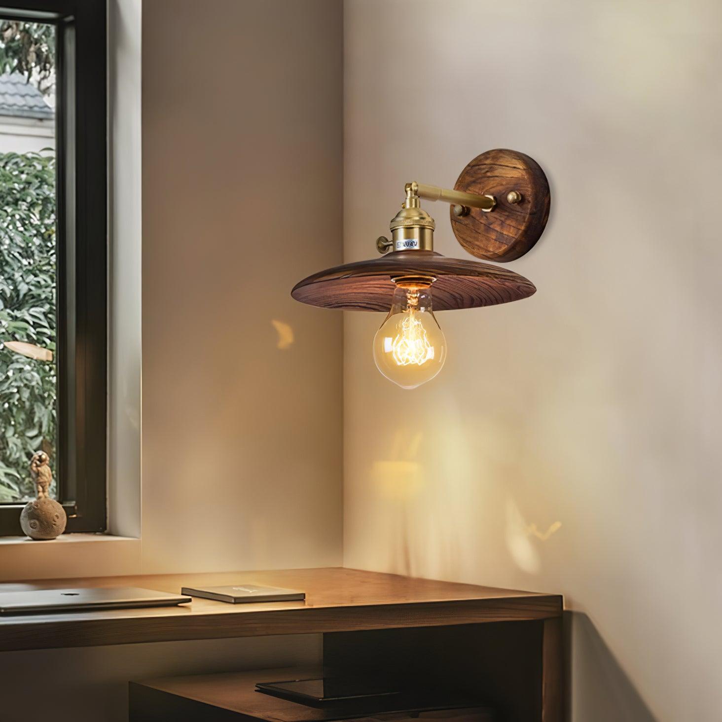 Walnut Flared Wall Light - Blowlighting