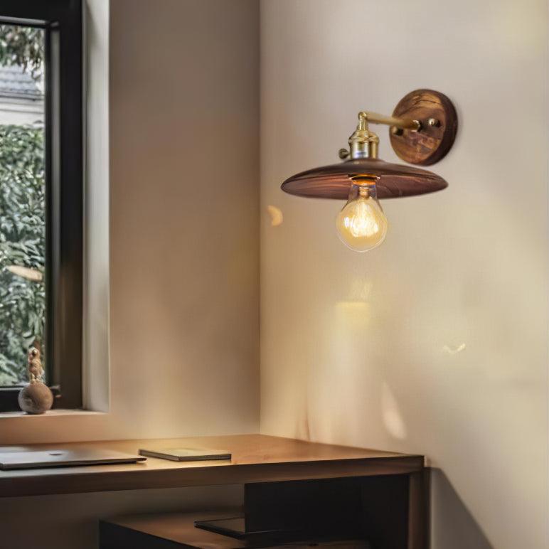 Walnut Flared Wall Light - Blowlighting