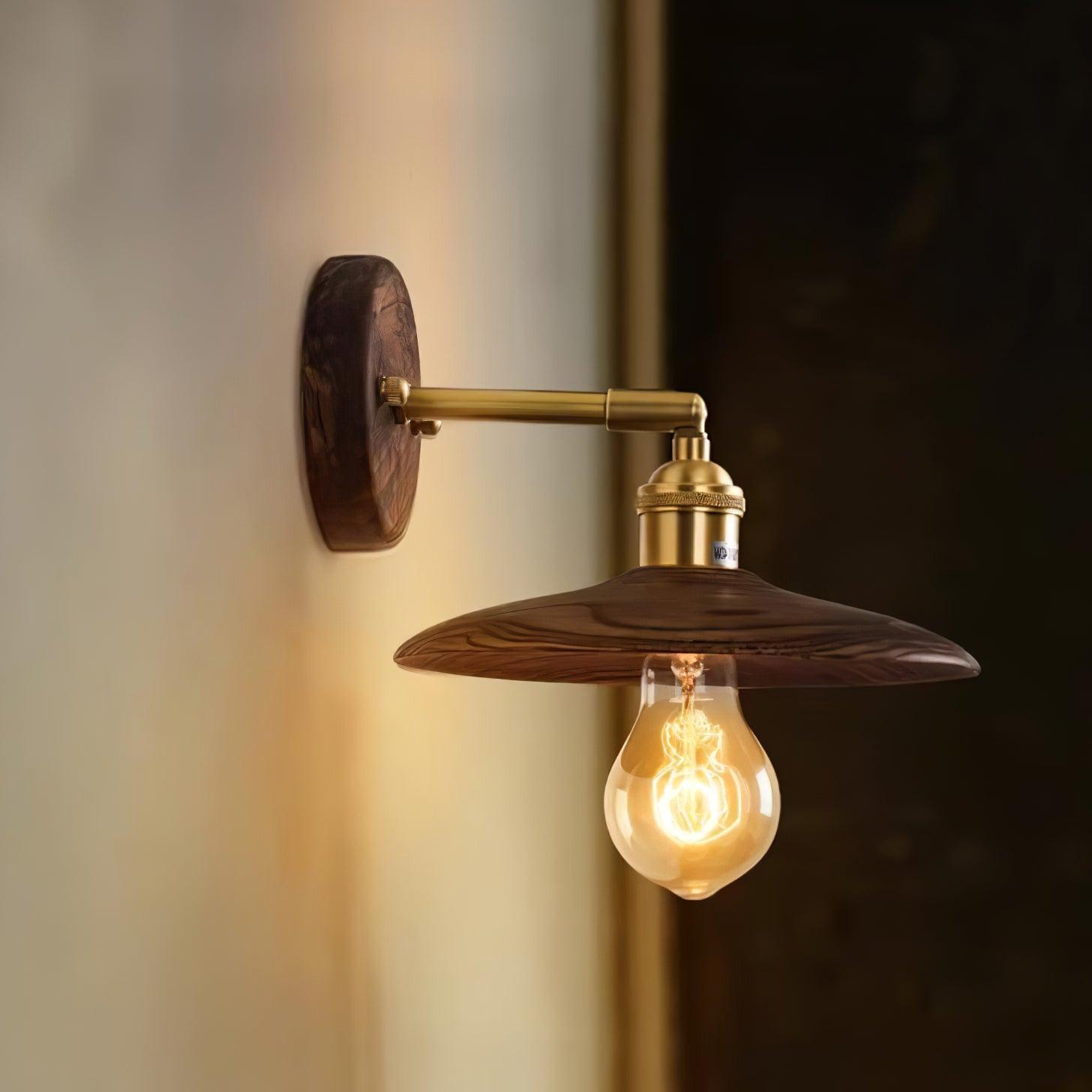 Walnut Flared Wall Light - Blowlighting