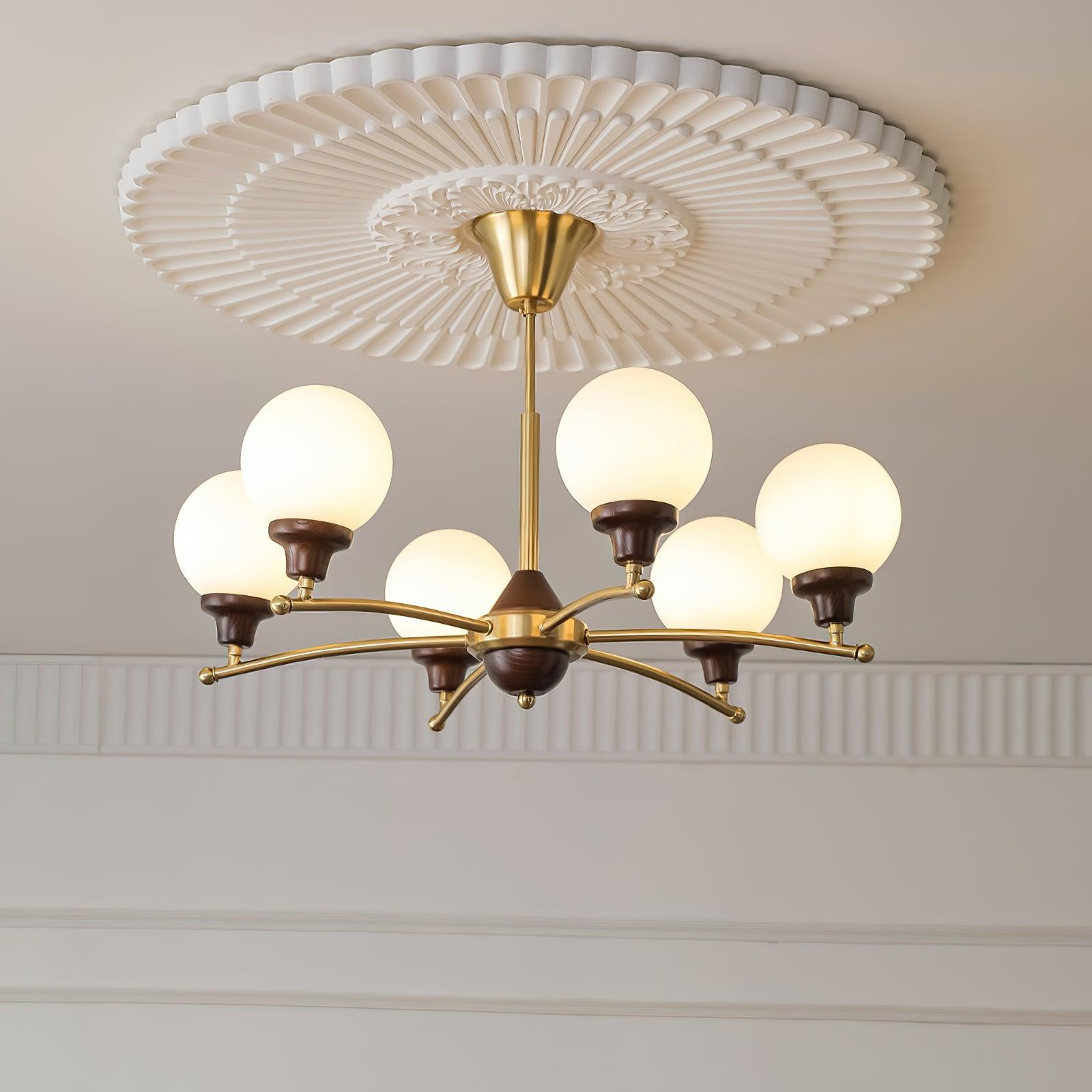 Walnut Glass Ball Chandelier - Blowlighting