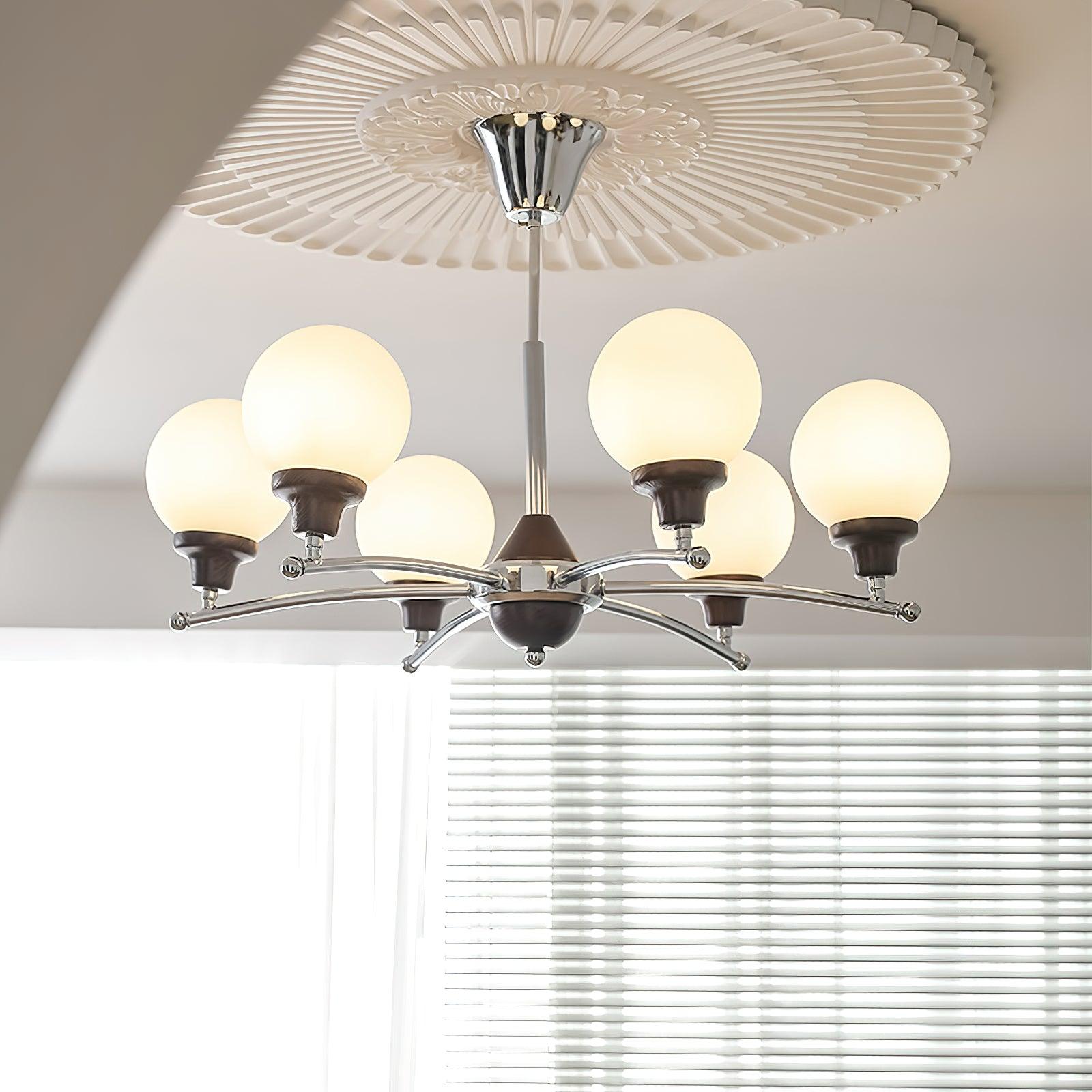 Walnut Glass Ball Chandelier - Blowlighting