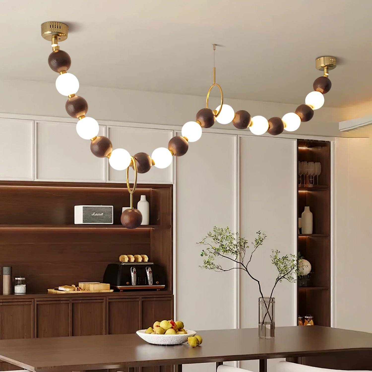 Aurora Chandelier Walnut Bead Necklace - Blowlighting