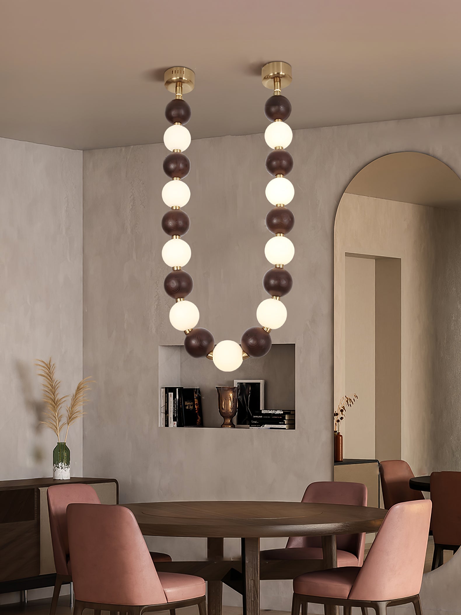 Aurora Chandelier Walnut Bead Necklace - Blowlighting