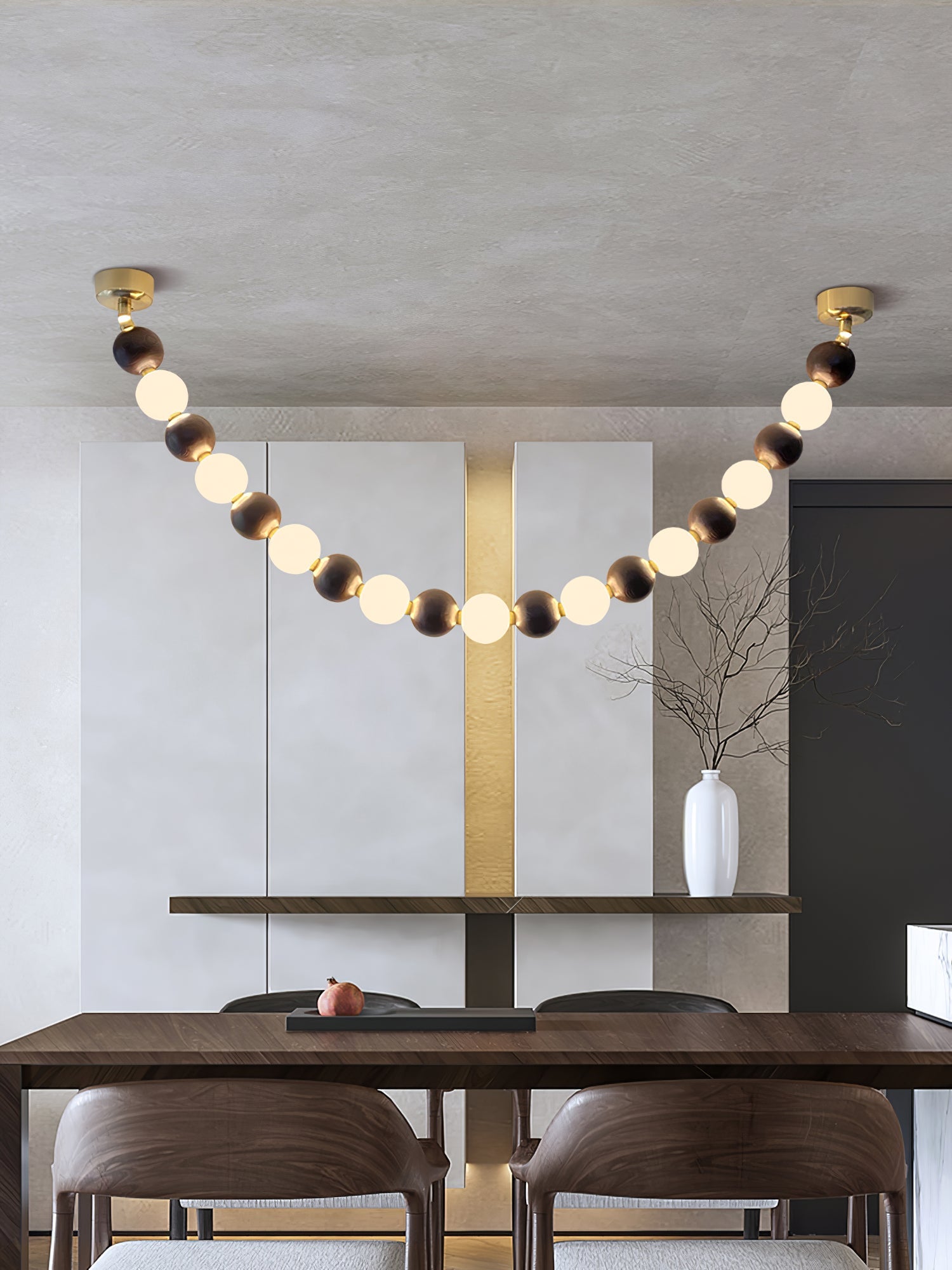Aurora Chandelier Walnut Bead Necklace - Blowlighting