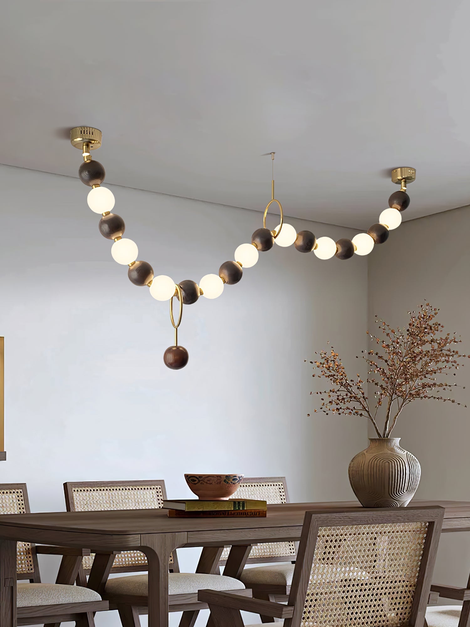 Aurora Chandelier Walnut Bead Necklace - Blowlighting