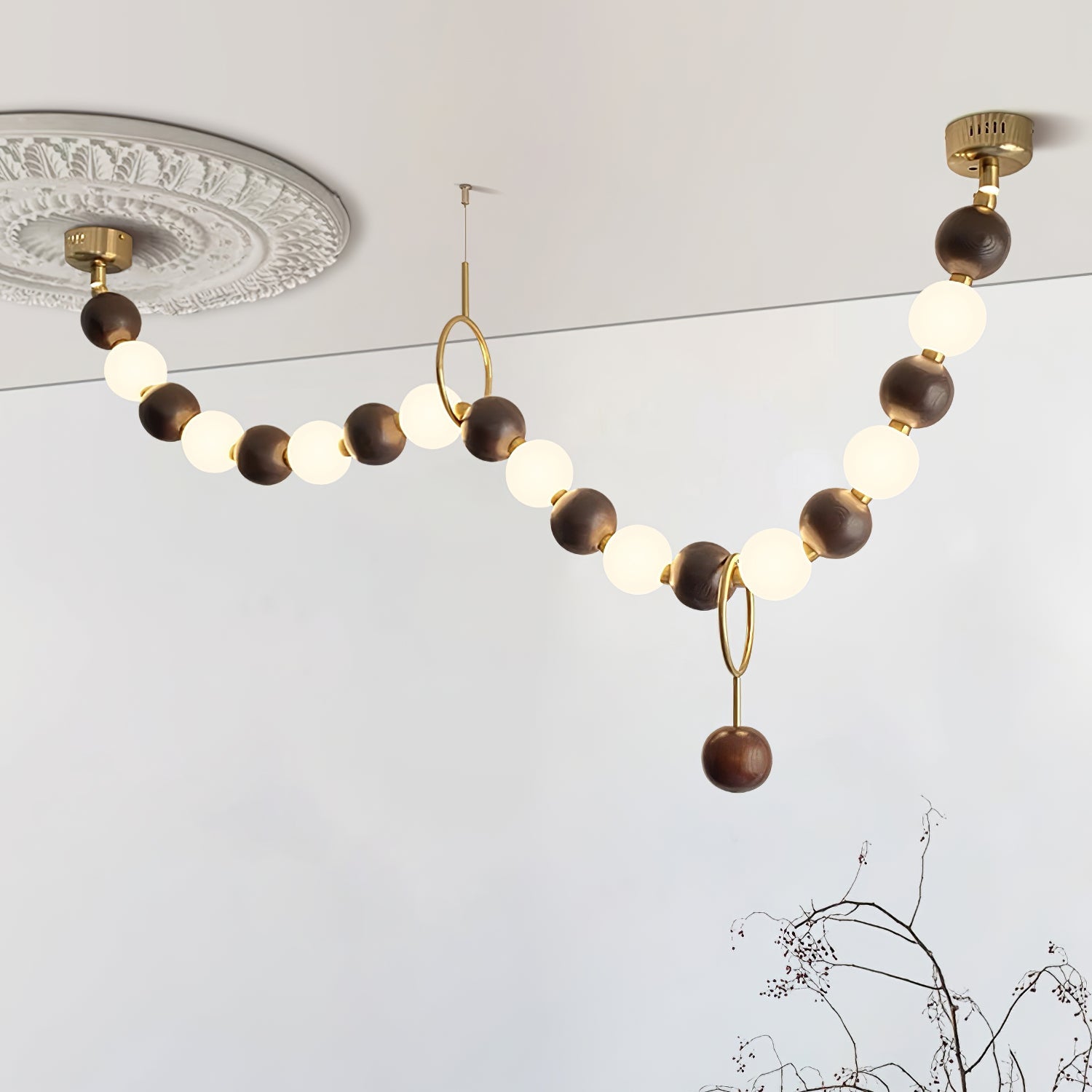 Aurora Chandelier Walnut Bead Necklace - Blowlighting