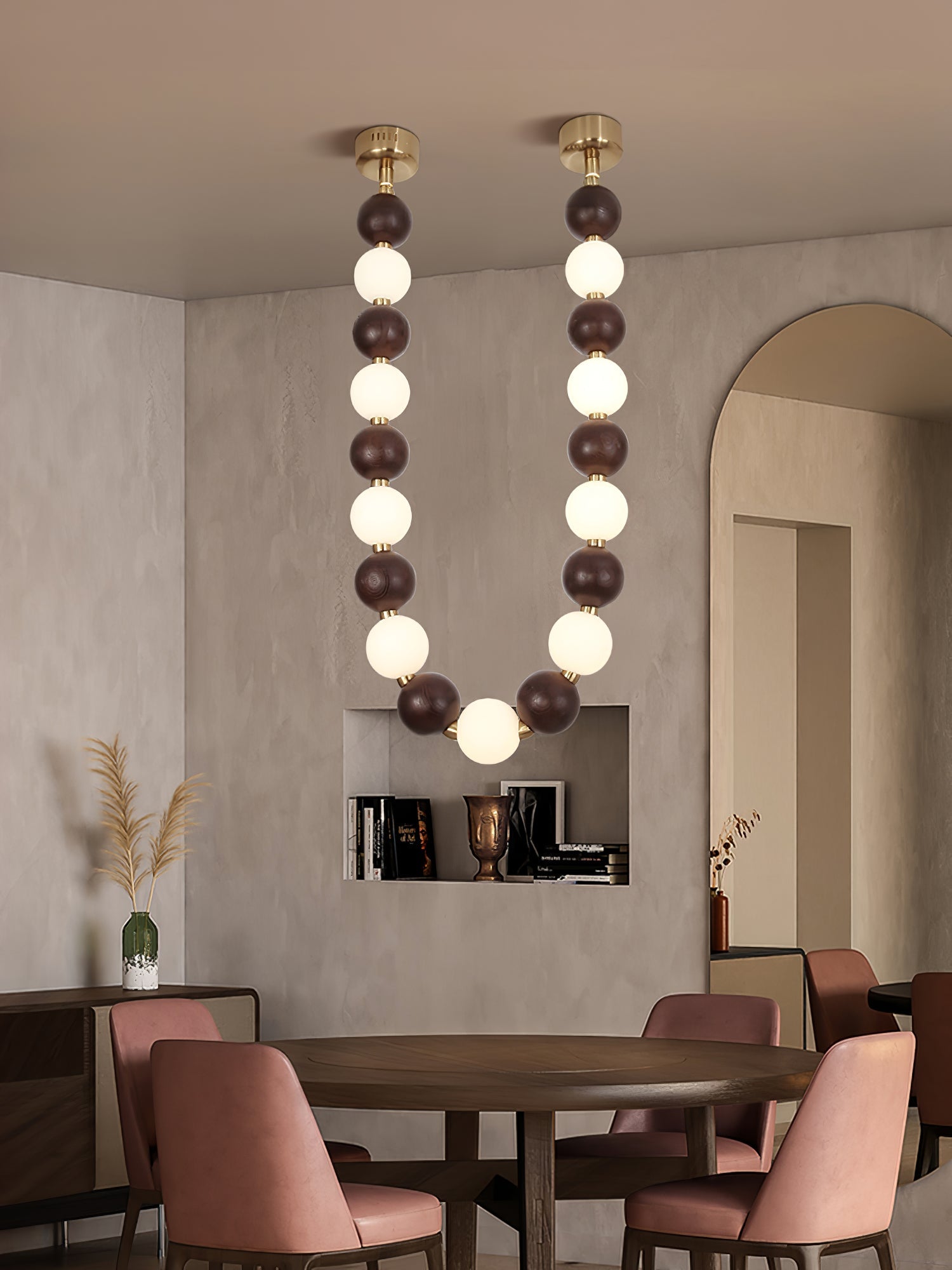 Aurora Chandelier Walnut Bead Necklace - Blowlighting