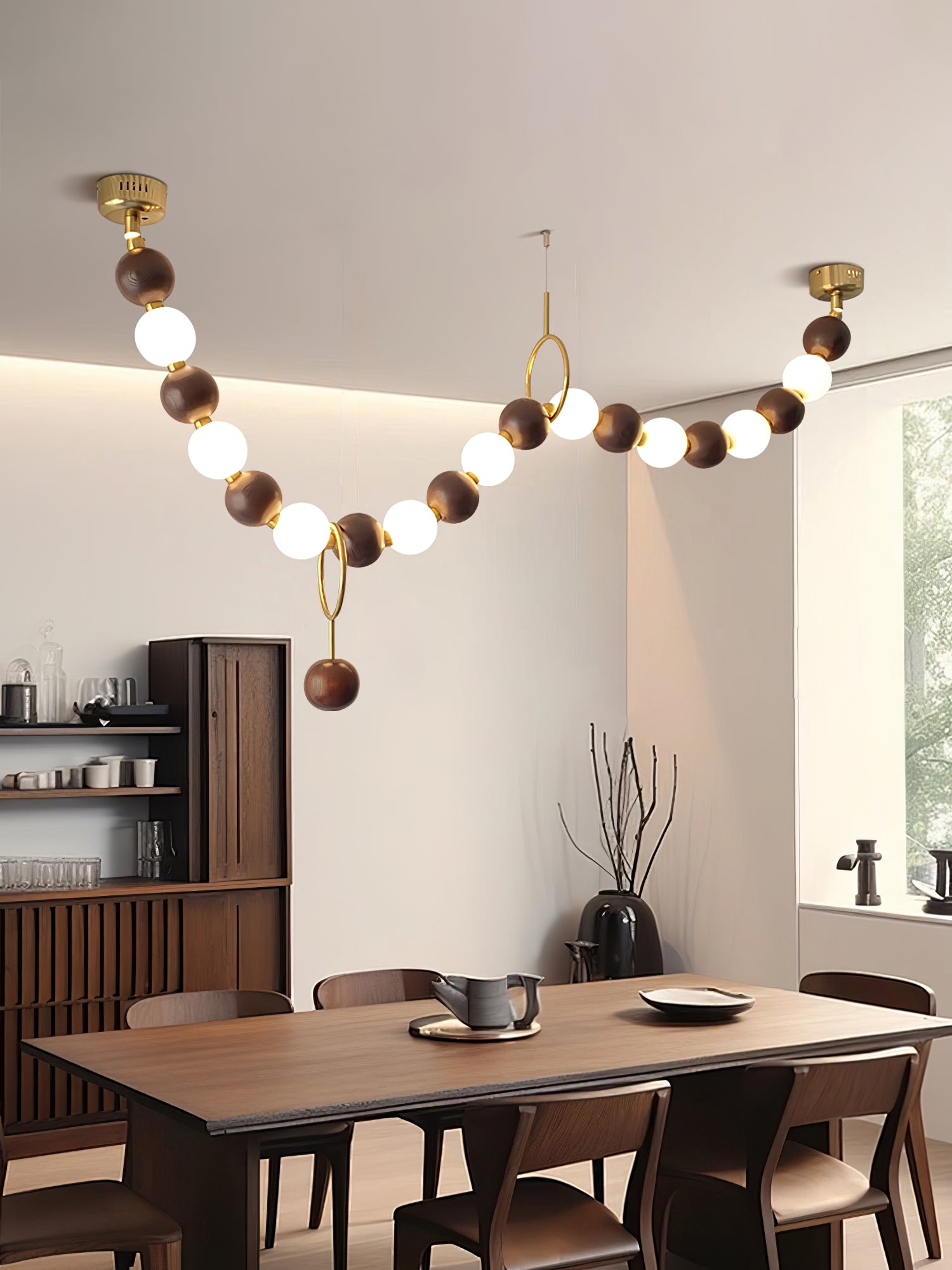 Aurora Chandelier Walnut Bead Necklace - Blowlighting