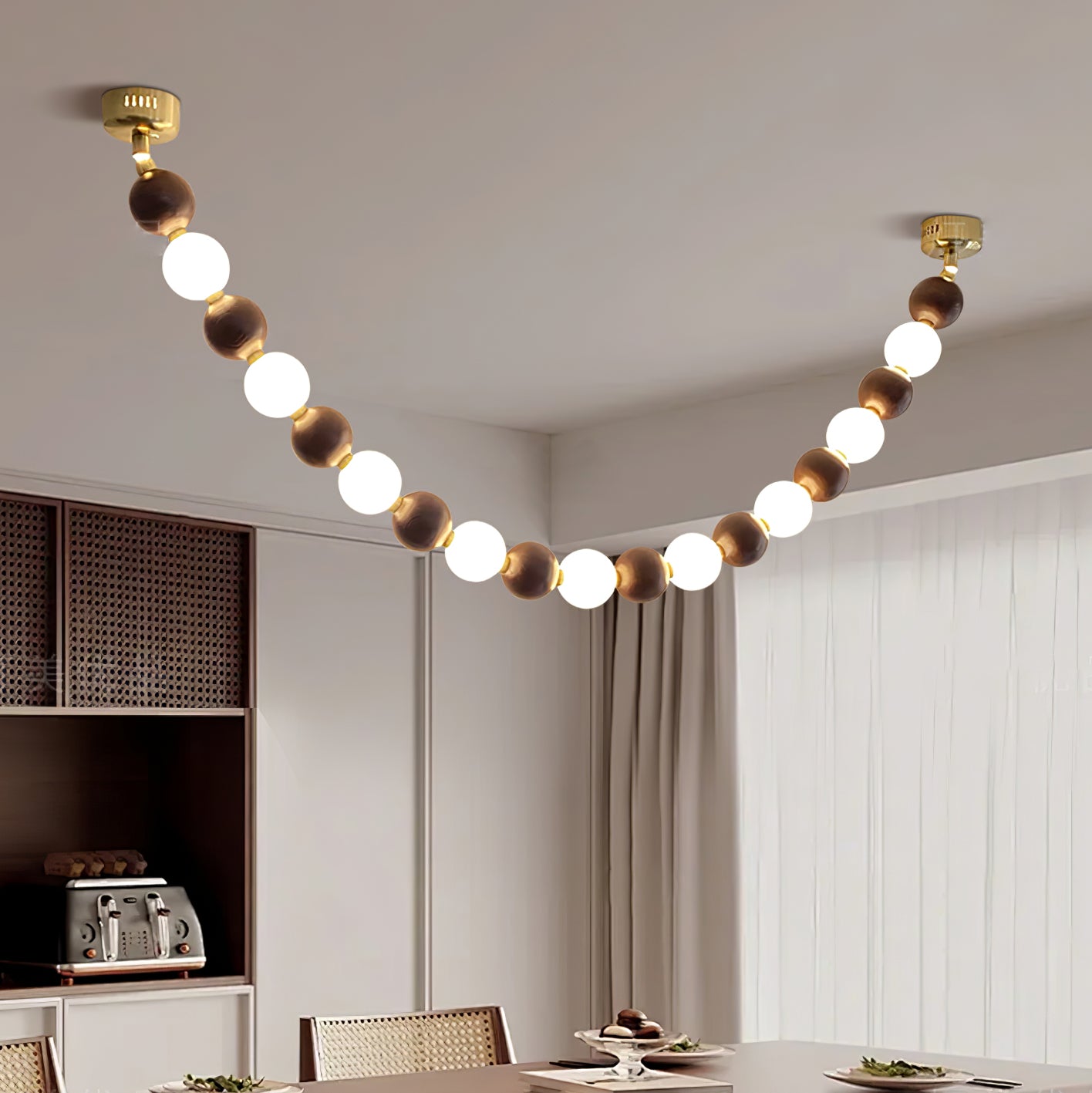 Aurora Chandelier Walnut Bead Necklace - Blowlighting