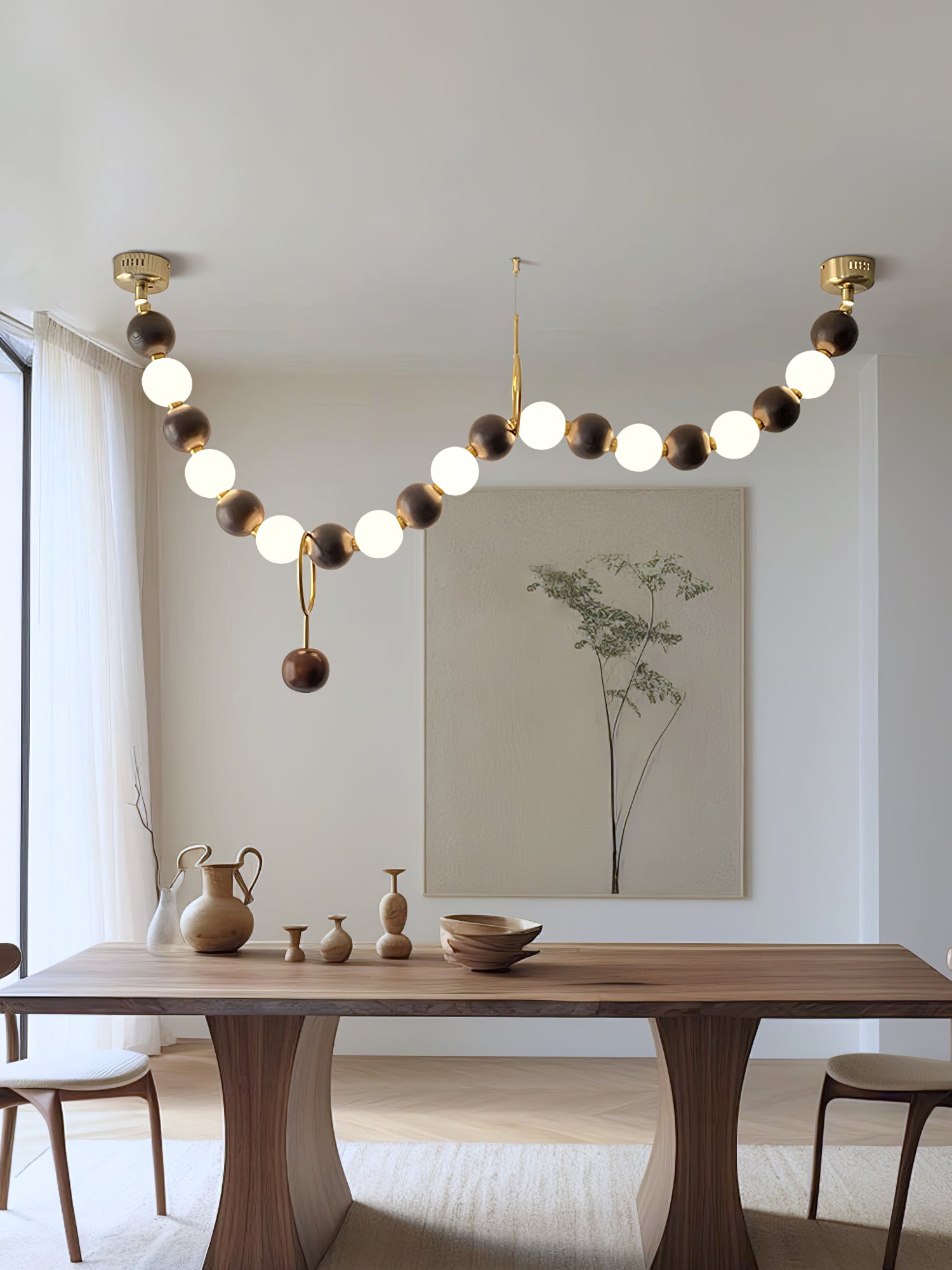Aurora Chandelier Walnut Bead Necklace - Blowlighting