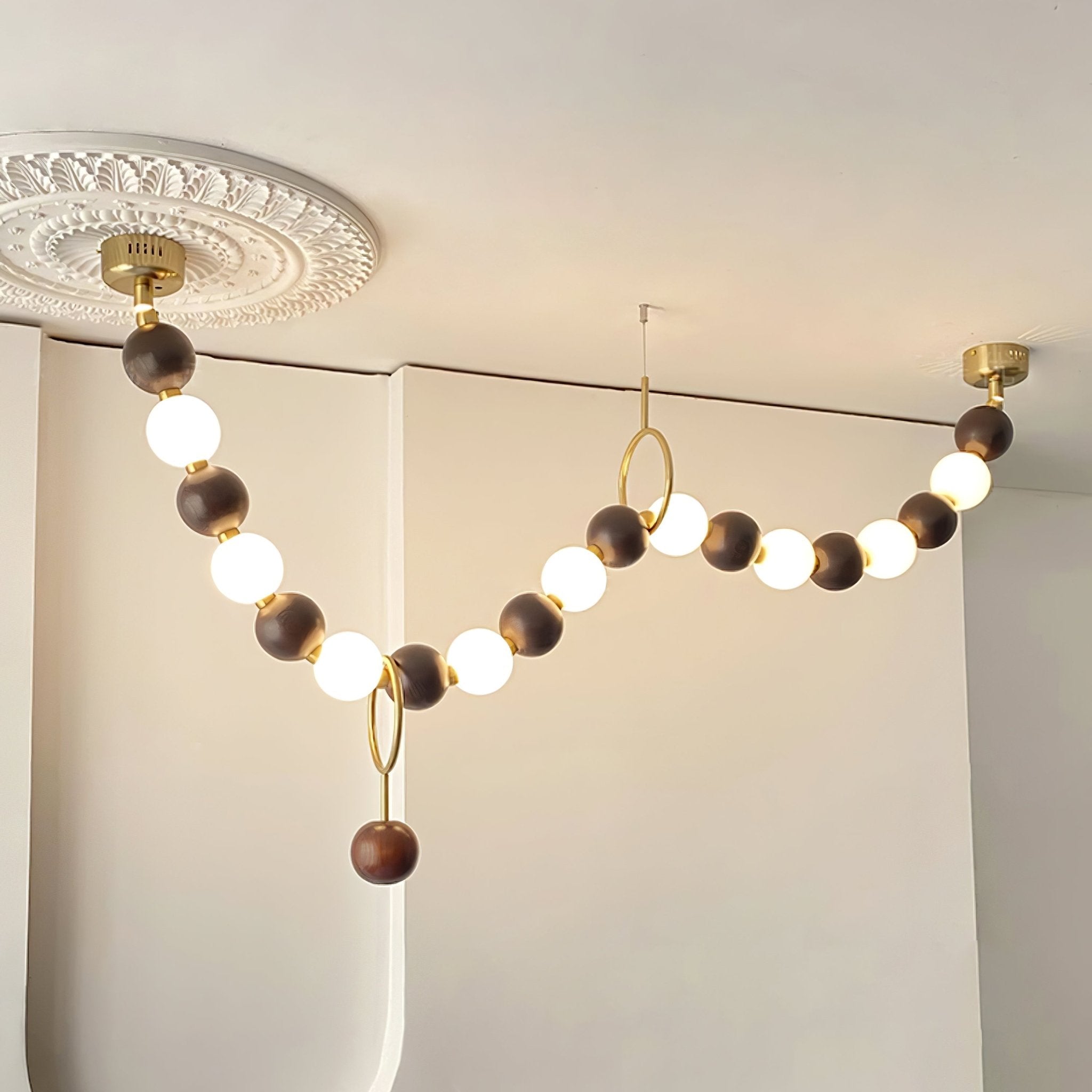 Aurora Chandelier Walnut Bead Necklace - Blowlighting
