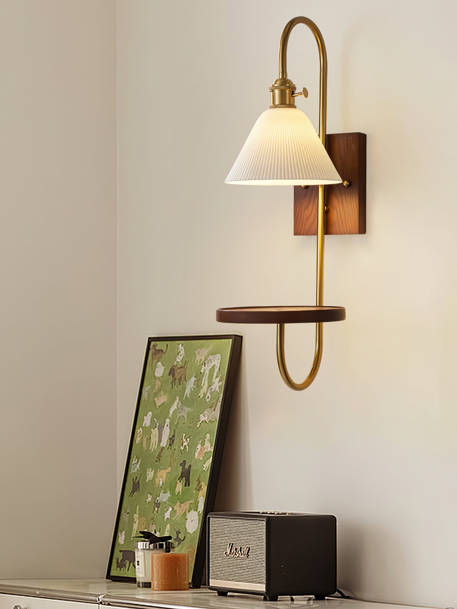Walnut Shelf Sconce - Blowlighting