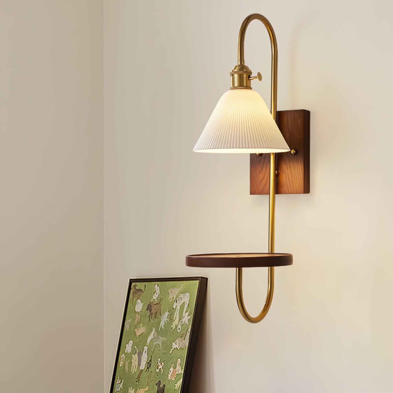 Walnut Shelf Sconce - Blowlighting