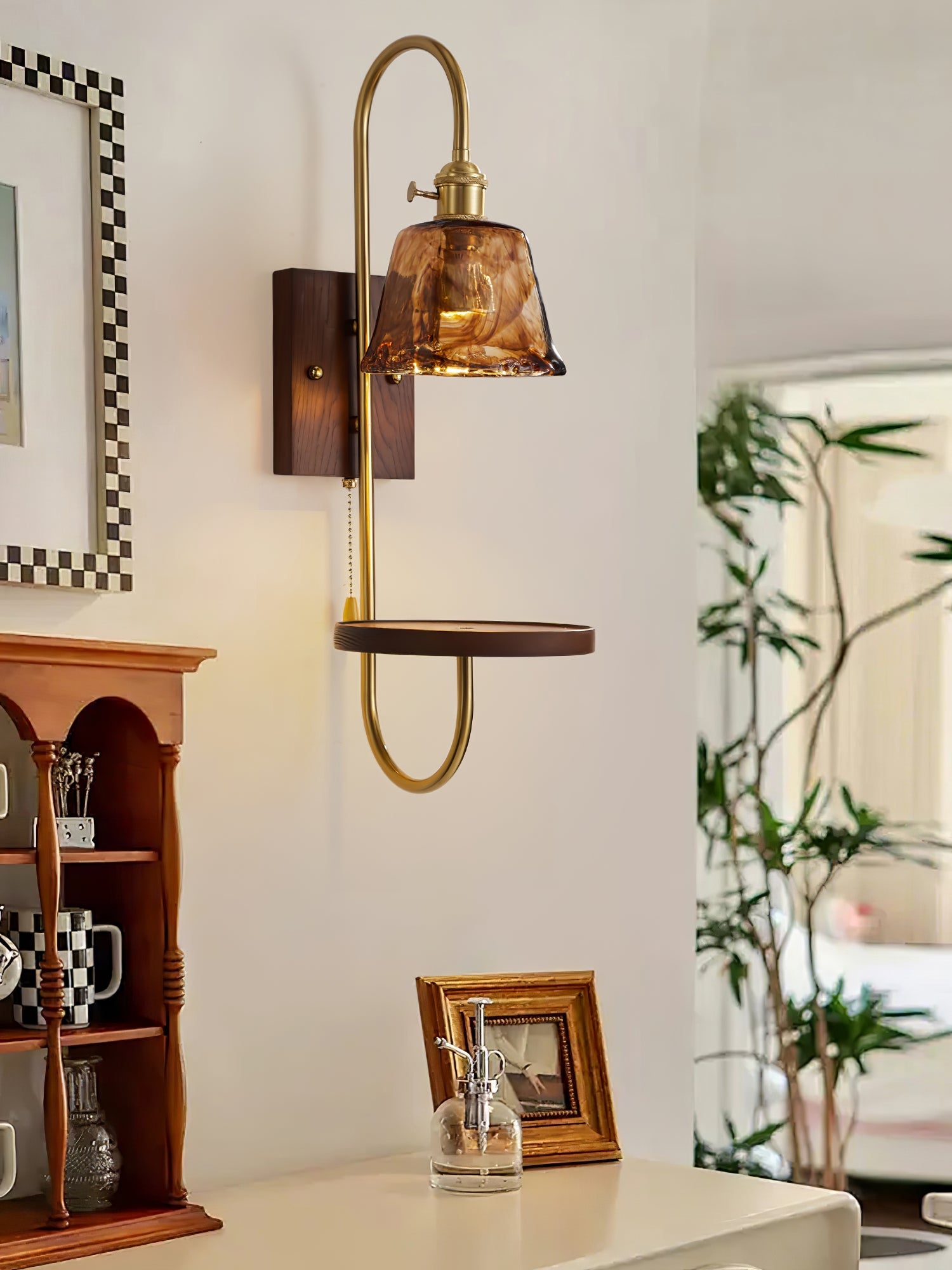 Walnut Shelf Sconce - Blowlighting