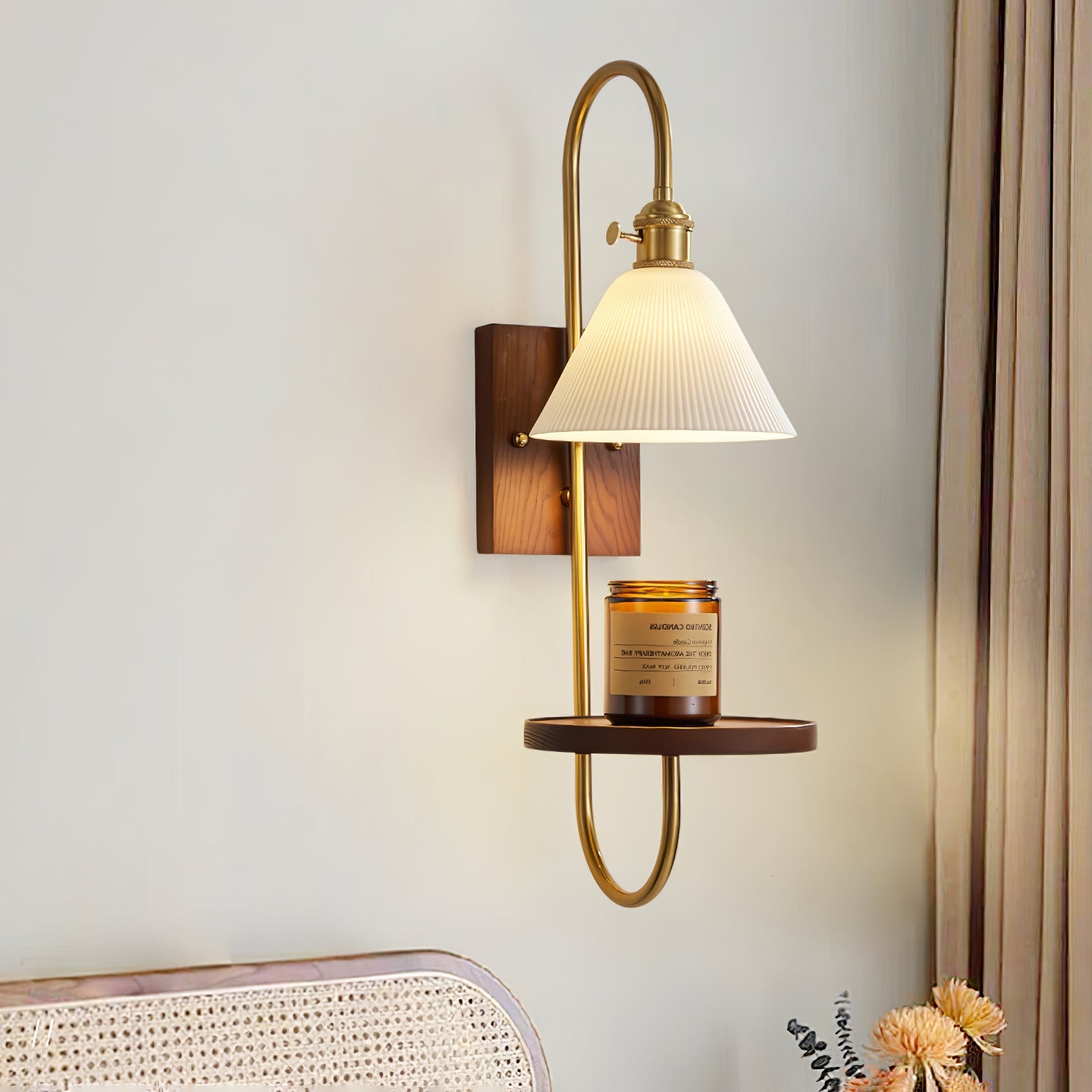 Walnut Shelf Sconce - Blowlighting