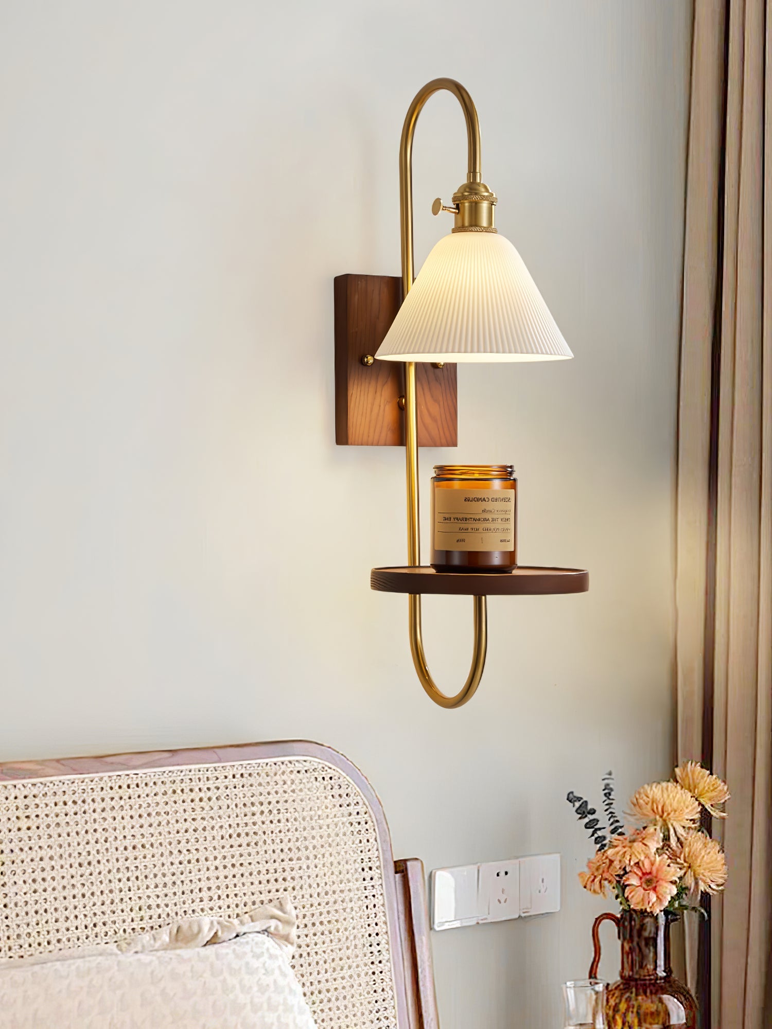 Walnut Shelf Sconce - Blowlighting