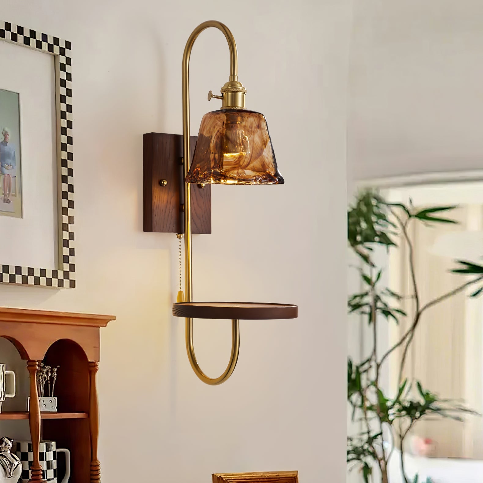 Walnut Shelf Sconce - Blowlighting