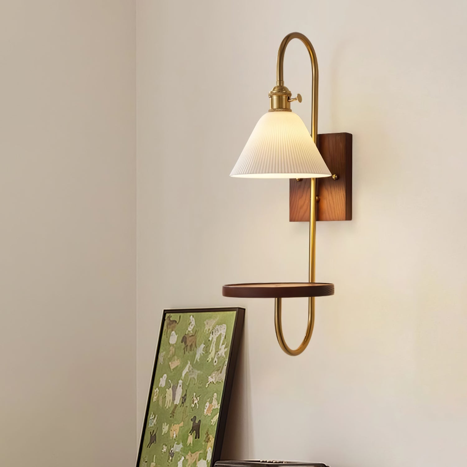 Walnut Shelf Sconce - Blowlighting