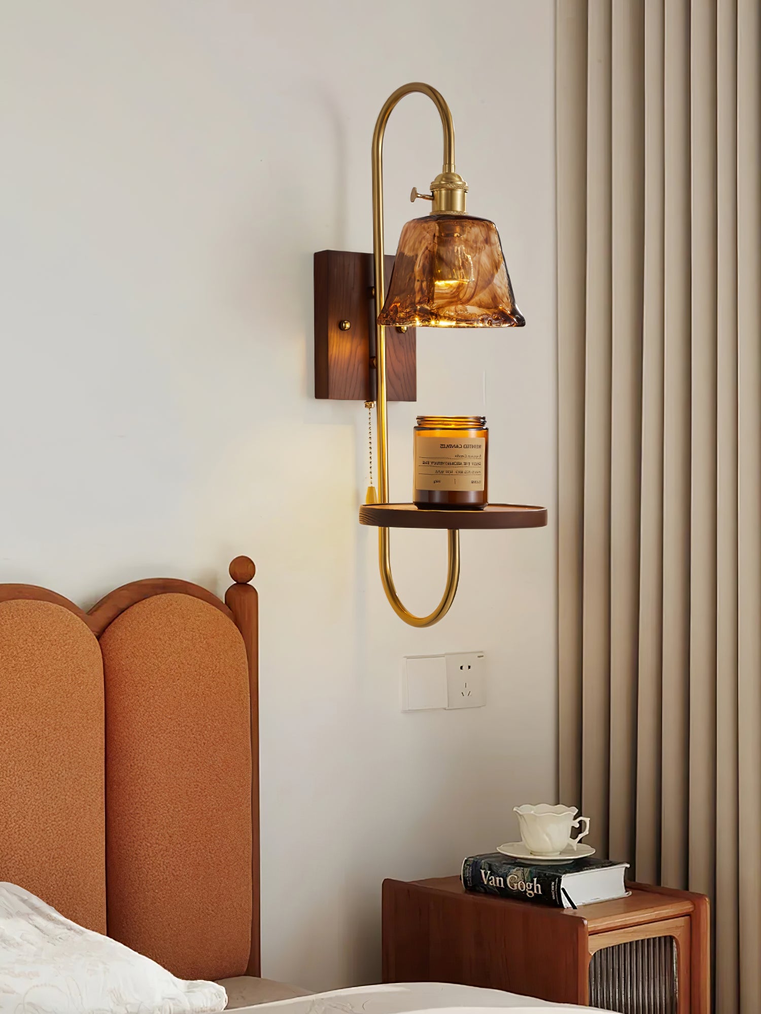 Walnut Shelf Sconce - Blowlighting