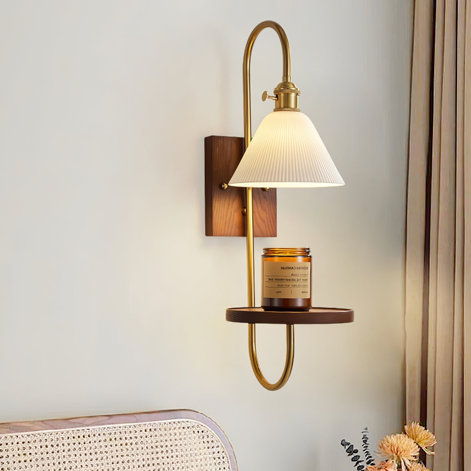 Walnut Shelf Sconce - Blowlighting