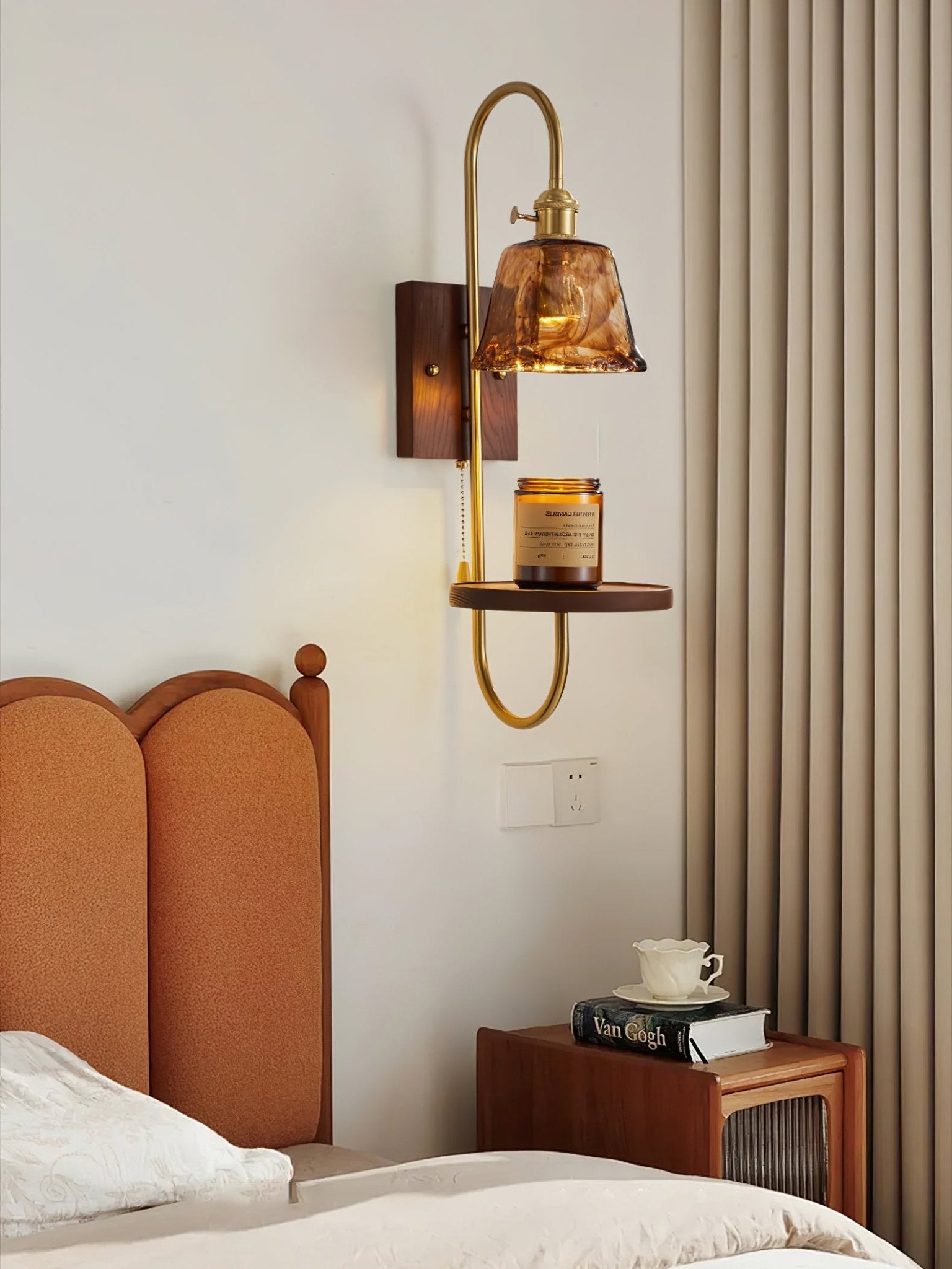 Walnut Shelf Sconce - Blowlighting