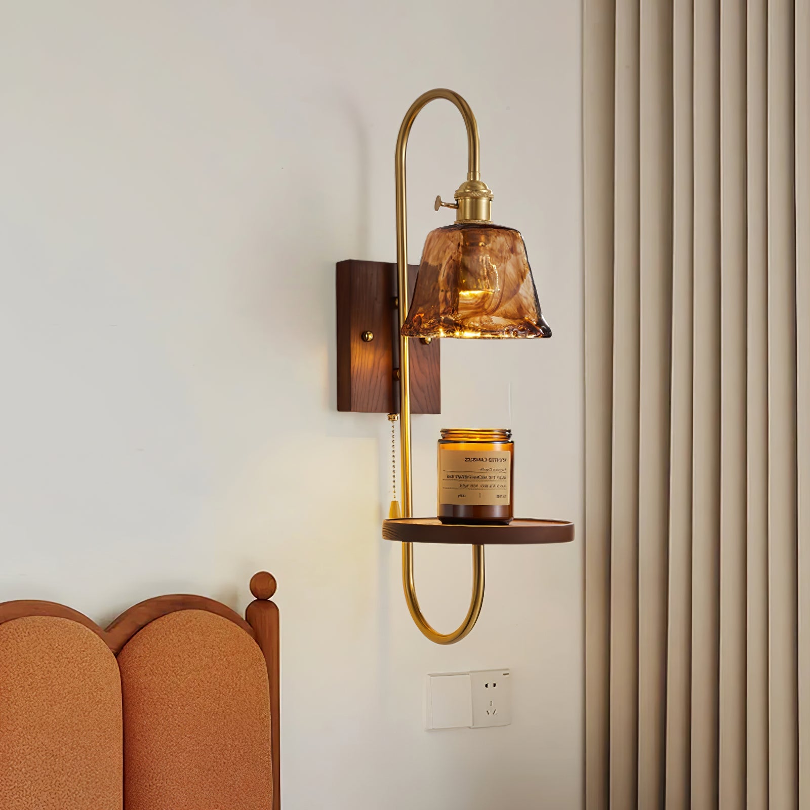 Walnut Shelf Sconce - Blowlighting