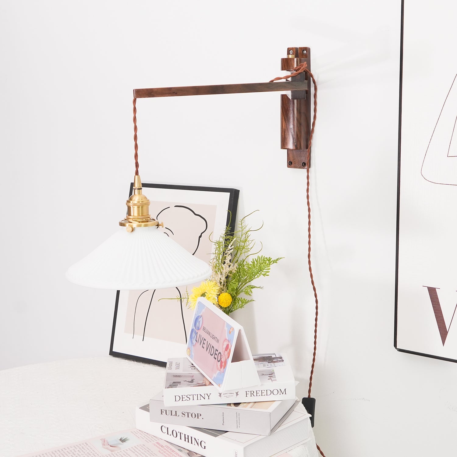 Swing Arm Walnut Wall Light - Blowlighting