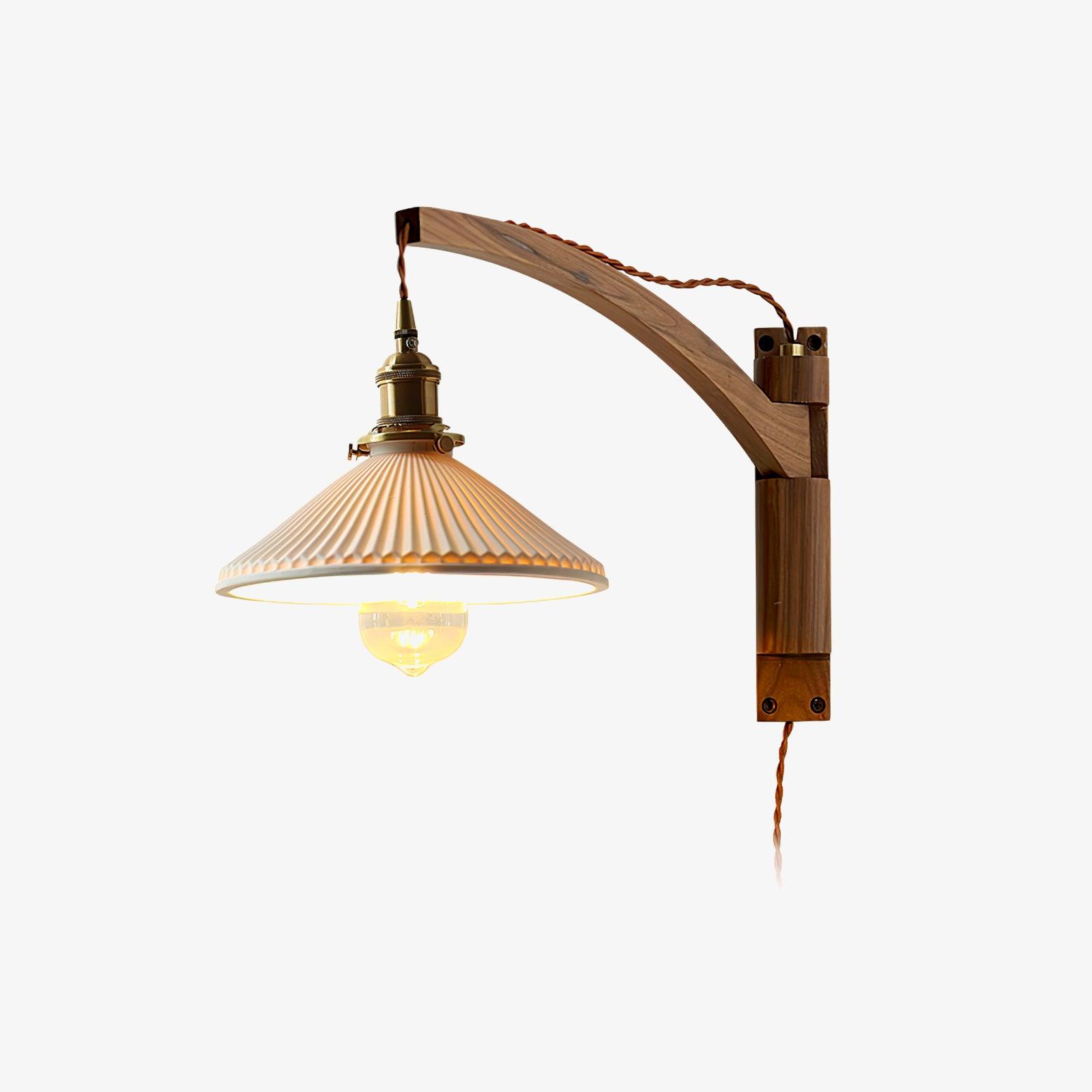 Swing Arm Walnut Wall Light - Blowlighting